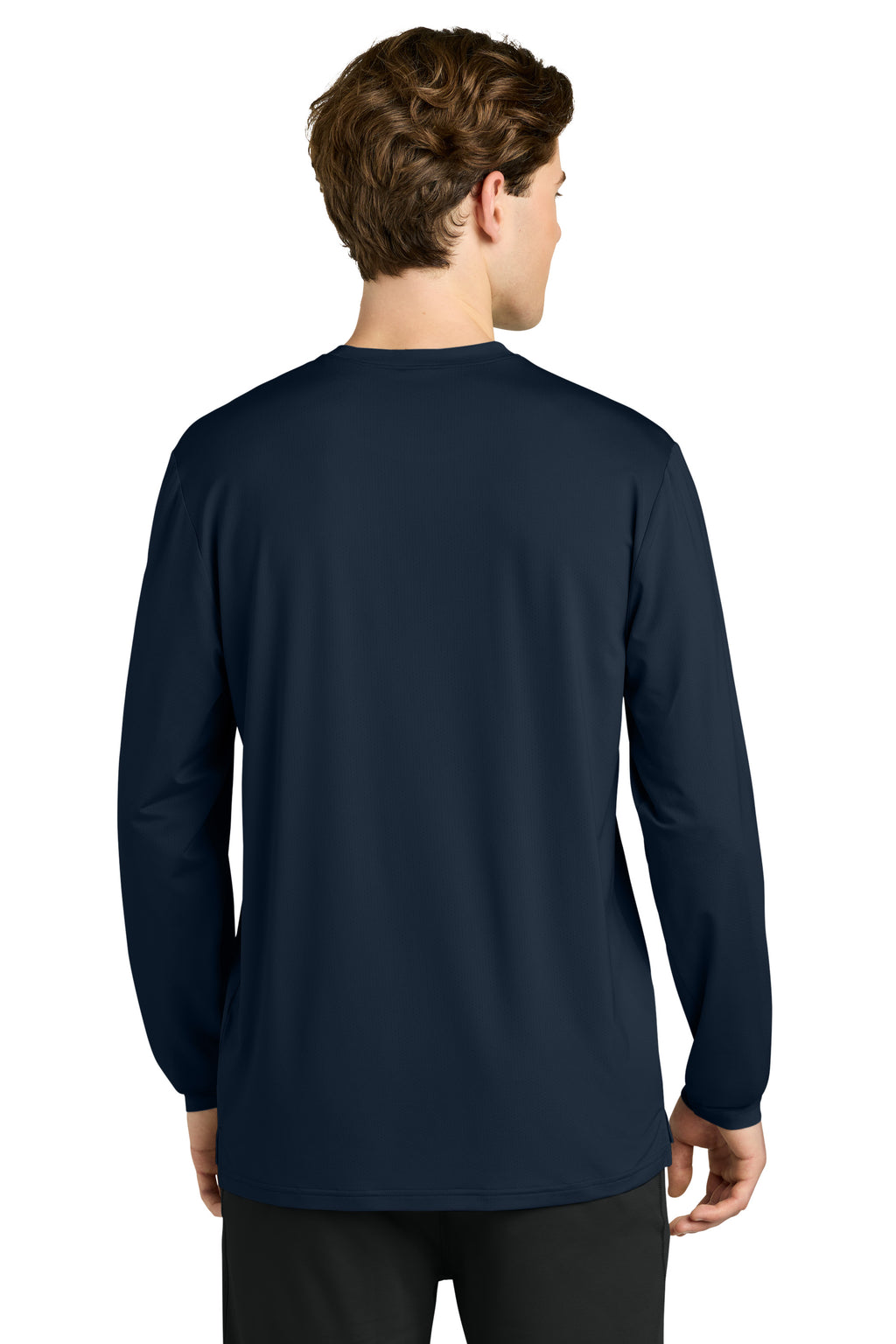 Richardson RA7110LS Mens Clutch Long Sleeve Crewneck T-Shirt Navy Blue Model Back