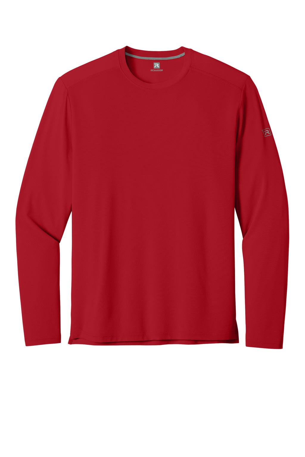 Richardson RA7110LS Mens Clutch Long Sleeve Crewneck T-Shirt Red Flat Front