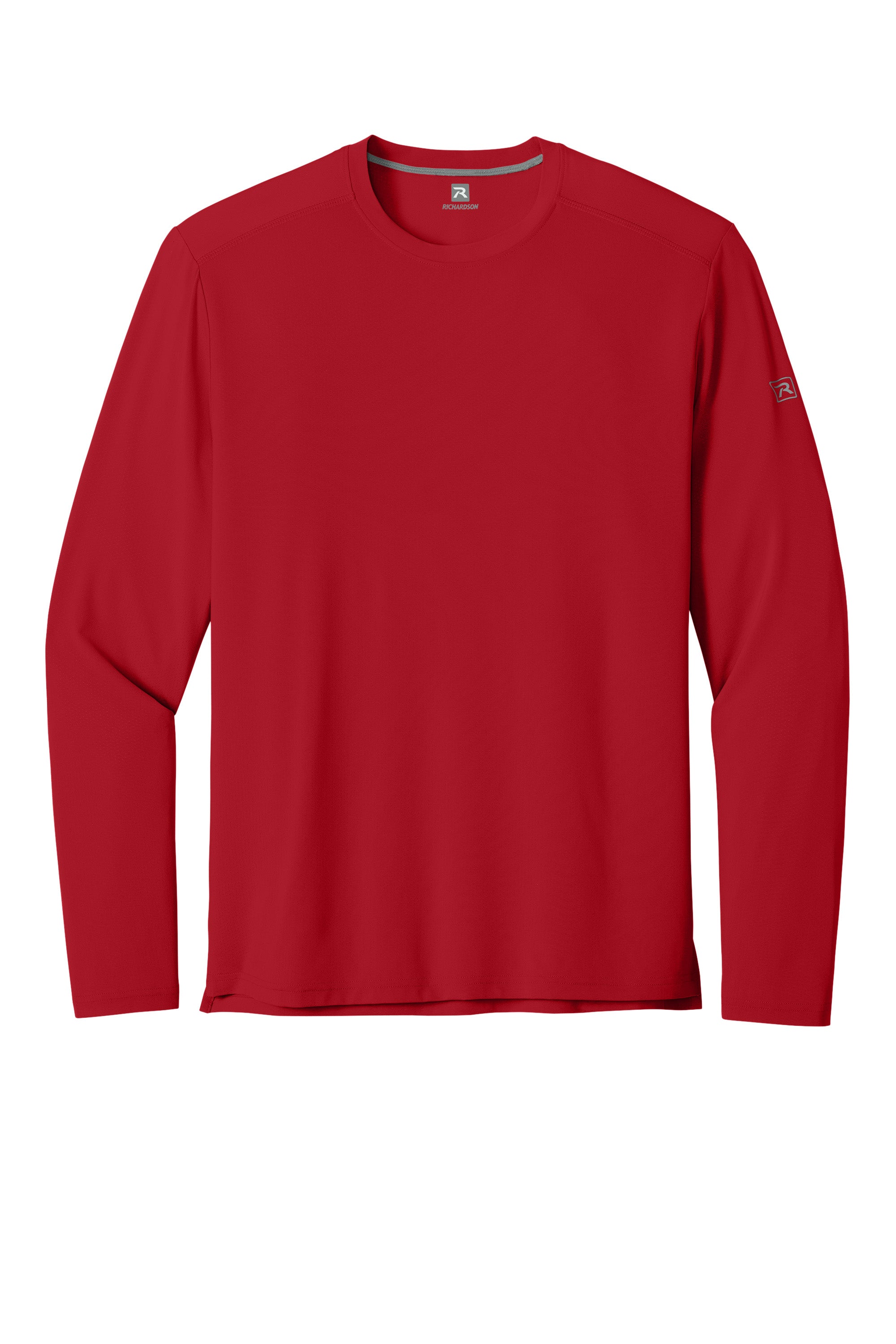 Richardson RA7110LS Mens Clutch Long Sleeve Crewneck T-Shirt Red Flat Front