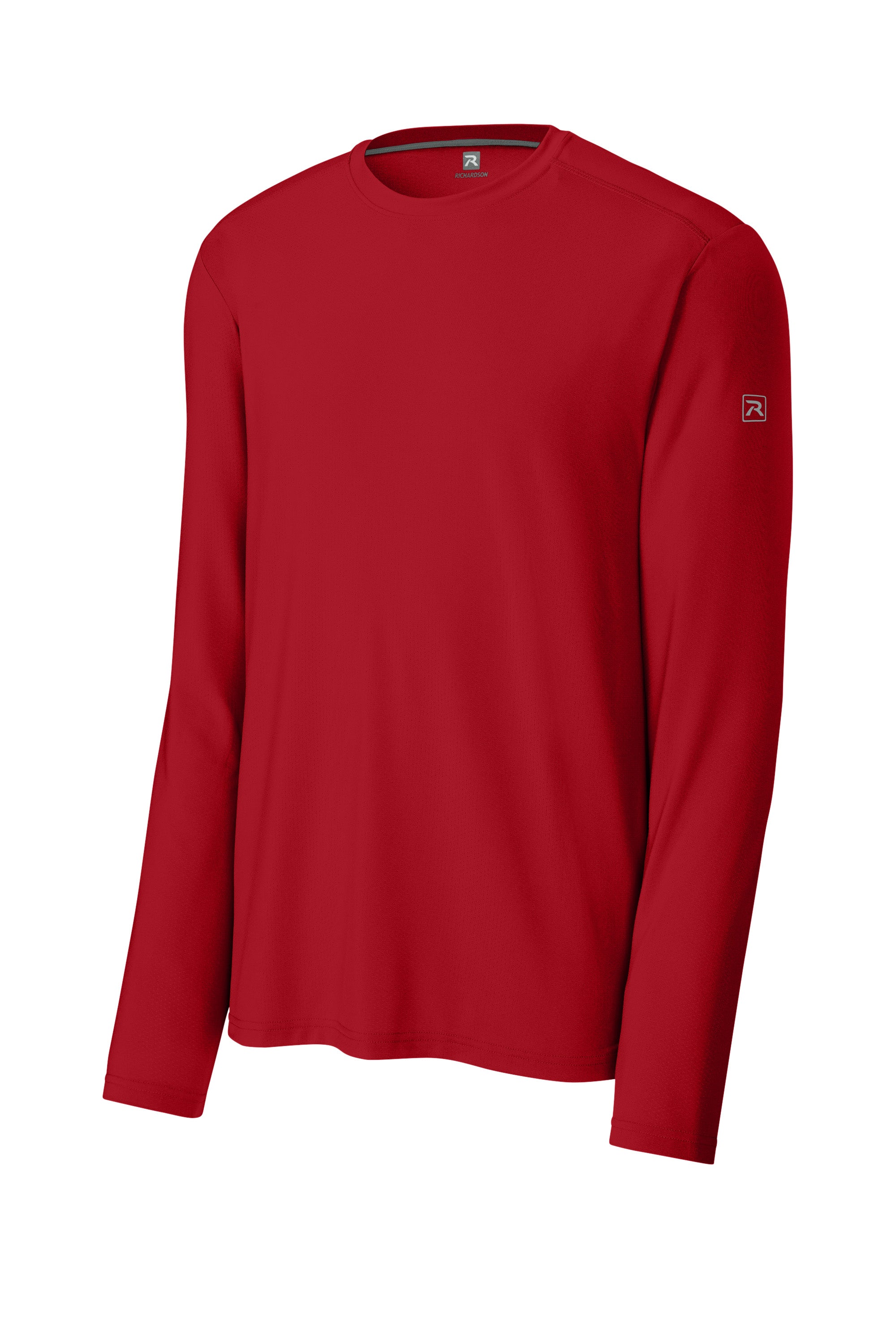 Richardson RA7110LS Mens Clutch Long Sleeve Crewneck T-Shirt Red Form Front