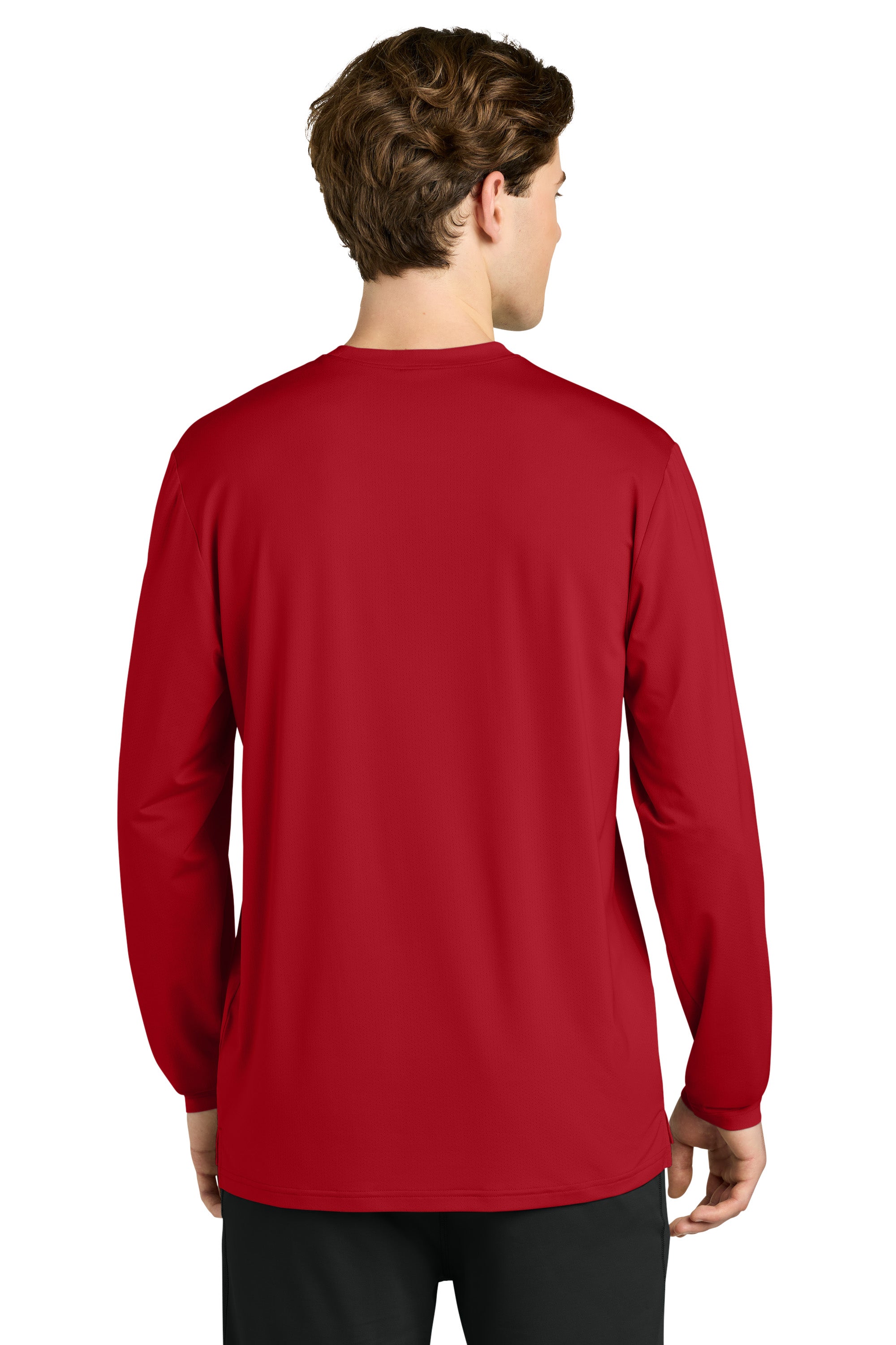 Richardson RA7110LS Mens Clutch Long Sleeve Crewneck T-Shirt Red Model Back