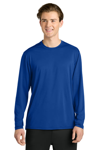 Richardson RA7110LS Mens Clutch Long Sleeve Crewneck T-Shirt Royal Blue Model Front