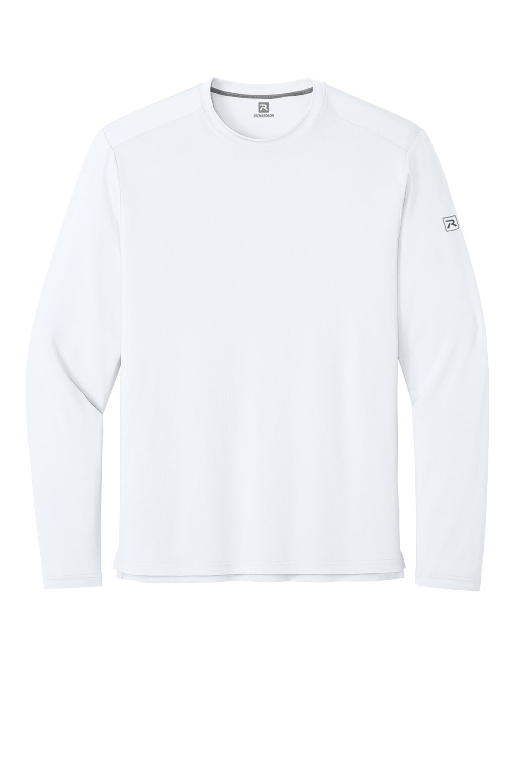 Richardson RA7110LS Mens Clutch Long Sleeve Crewneck T-Shirt White Flat Front