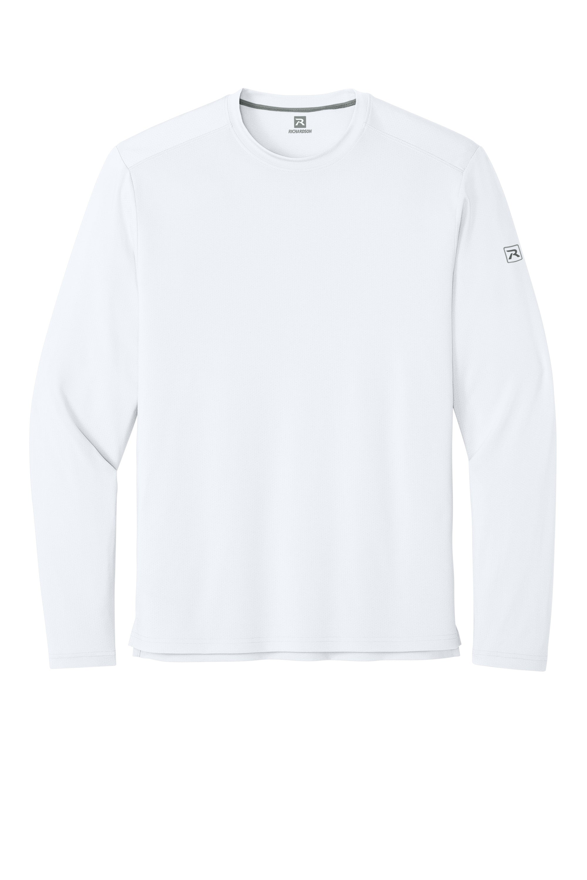 Richardson RA7110LS Mens Clutch Long Sleeve Crewneck T-Shirt White Flat Front