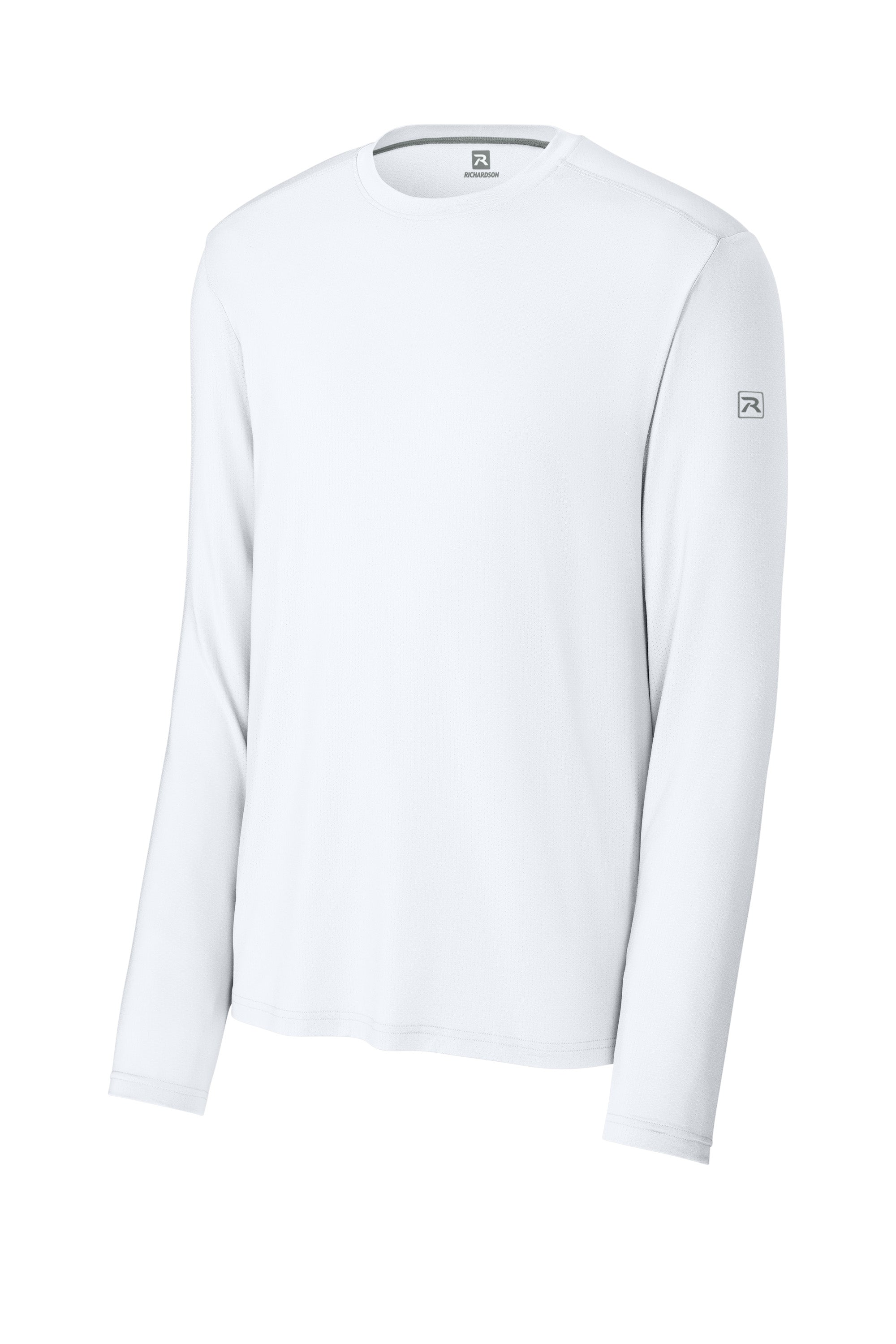 Richardson RA7110LS Mens Clutch Long Sleeve Crewneck T-Shirt White Form Front