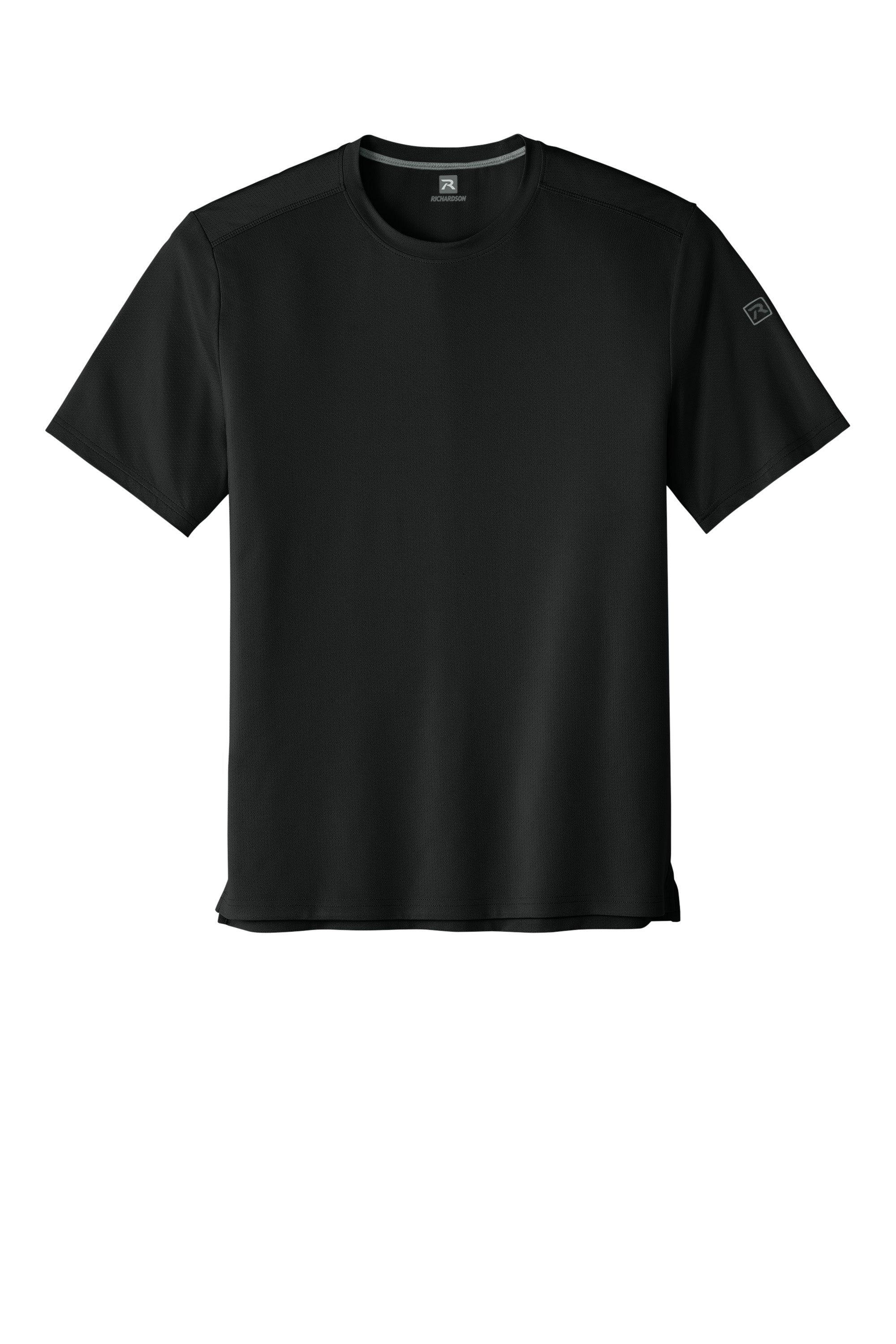 Richardson RA7110SS Mens Clutch Short Sleeve Crewneck T-Shirt Black Flat Front