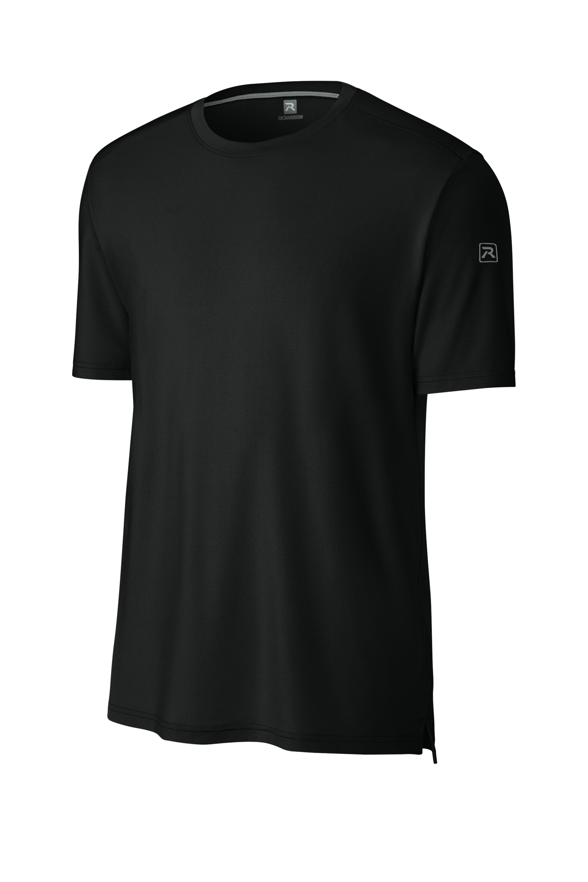 Richardson RA7110SS Mens Clutch Short Sleeve Crewneck T-Shirt Black Form Front