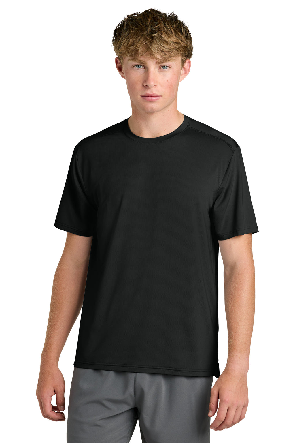 Richardson RA7110SS Mens Clutch Short Sleeve Crewneck T-Shirt Black Model Front