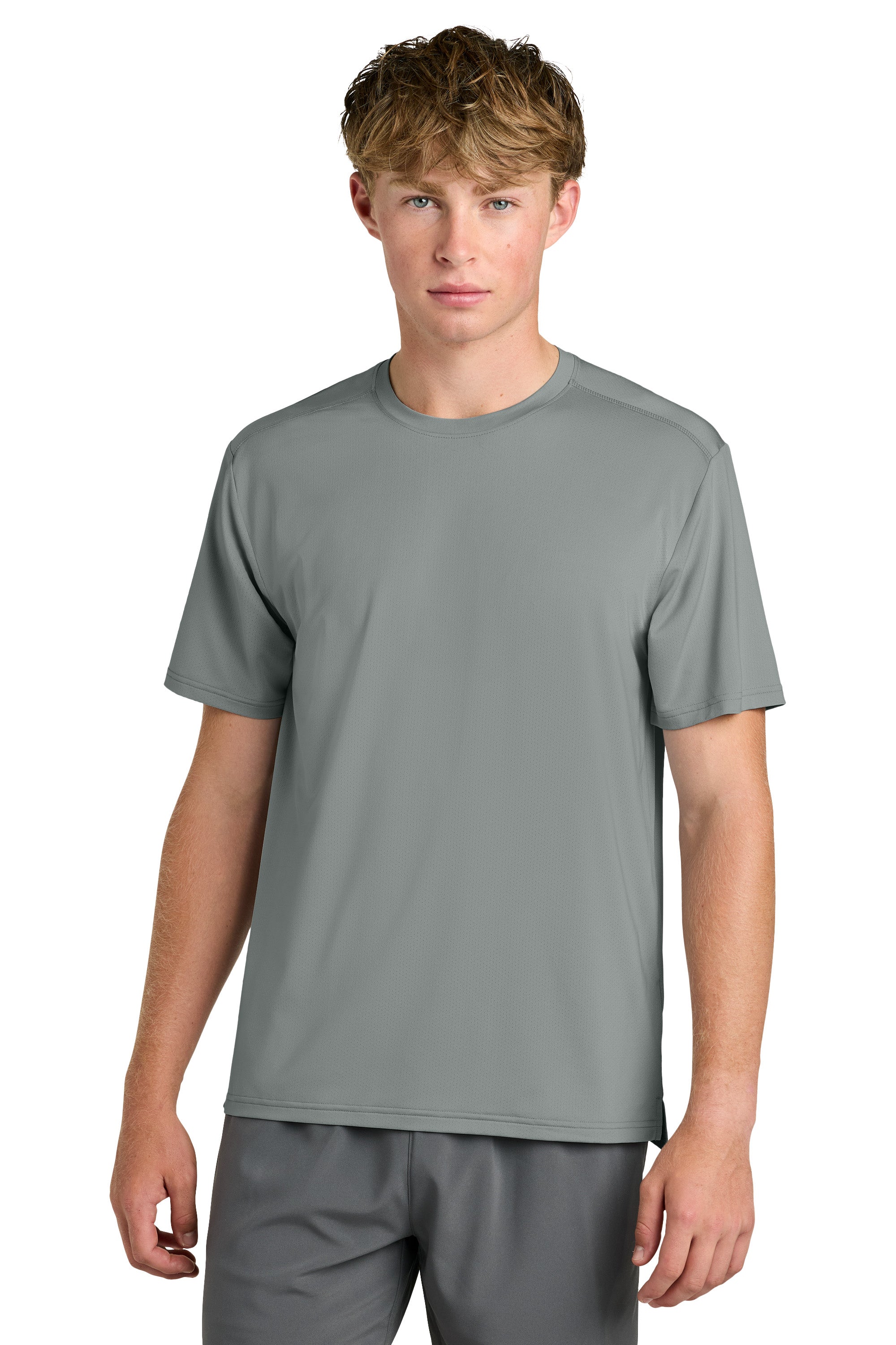 Richardson RA7110SS Mens Clutch Short Sleeve Crewneck T-Shirt Grey Model Front