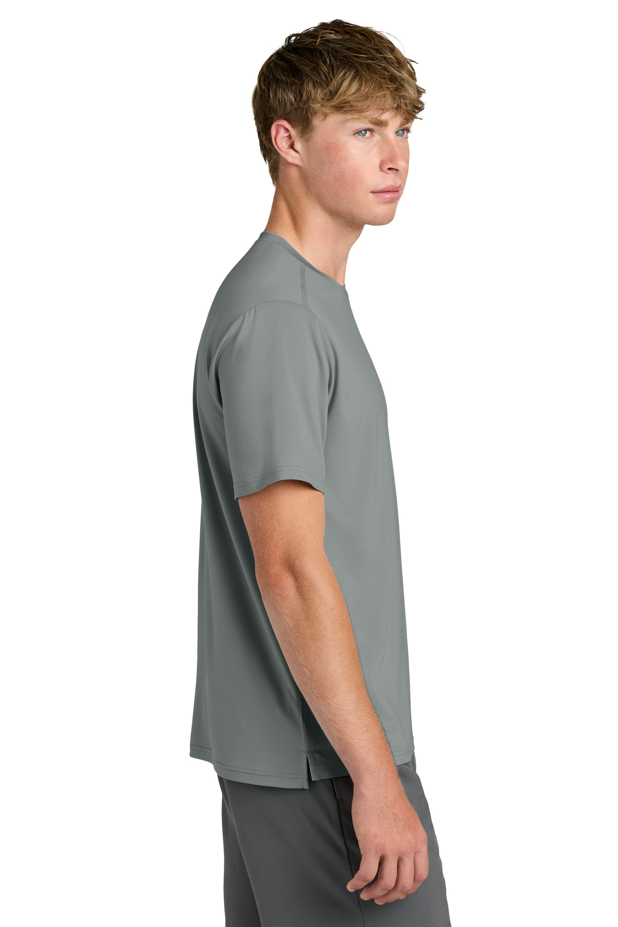 Richardson RA7110SS Mens Clutch Short Sleeve Crewneck T-Shirt Grey Model Side