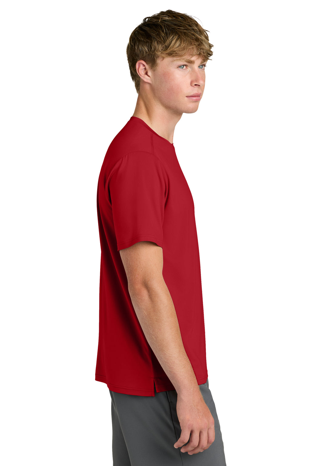 Richardson RA7110SS Mens Clutch Short Sleeve Crewneck T-Shirt Red Model Side