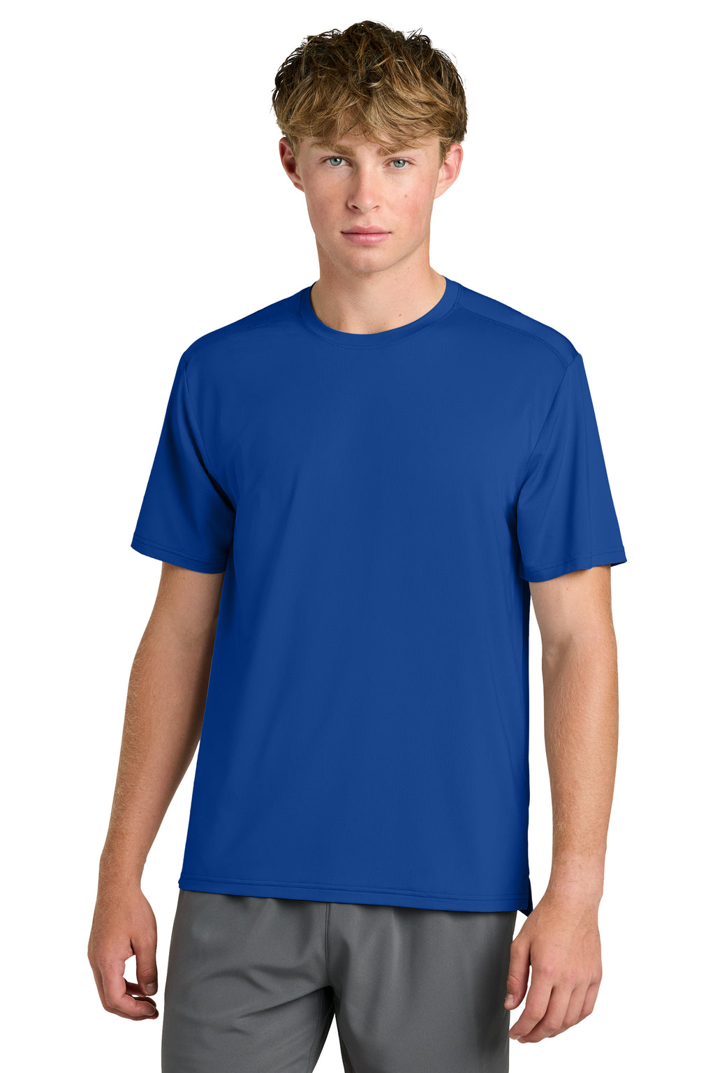 Richardson RA7110SS Mens Clutch Short Sleeve Crewneck T-Shirt Royal Blue Model Front