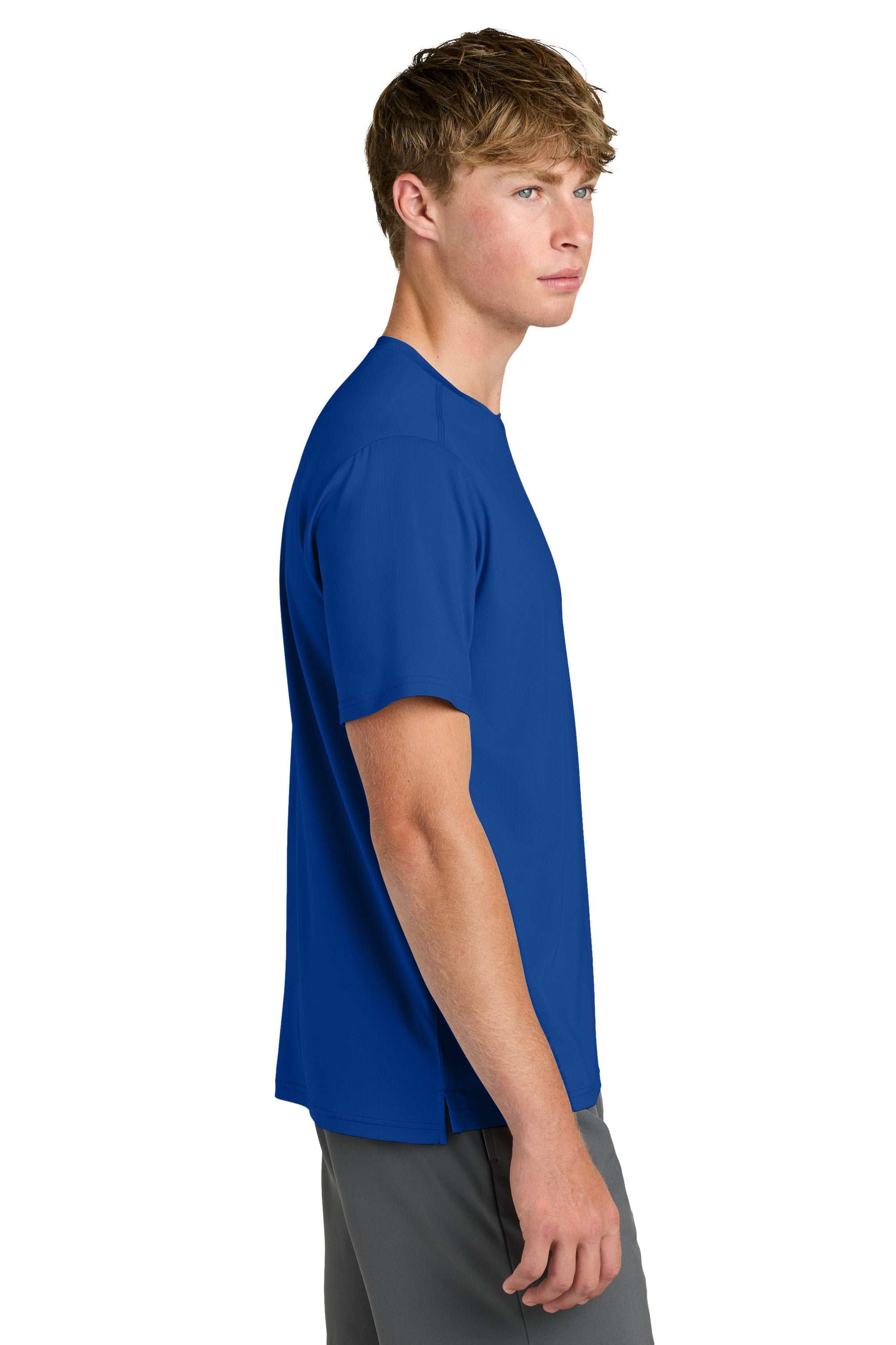 Richardson RA7110SS Mens Clutch Short Sleeve Crewneck T-Shirt Royal Blue Model Side