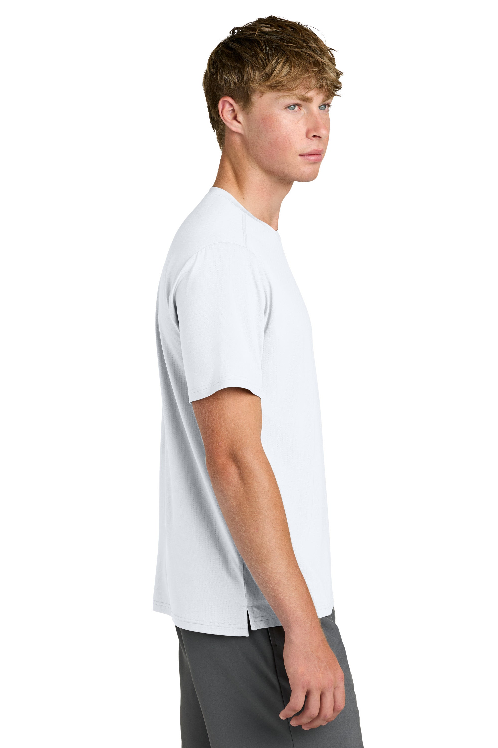 Richardson RA7110SS Mens Clutch Short Sleeve Crewneck T-Shirt White Model Side