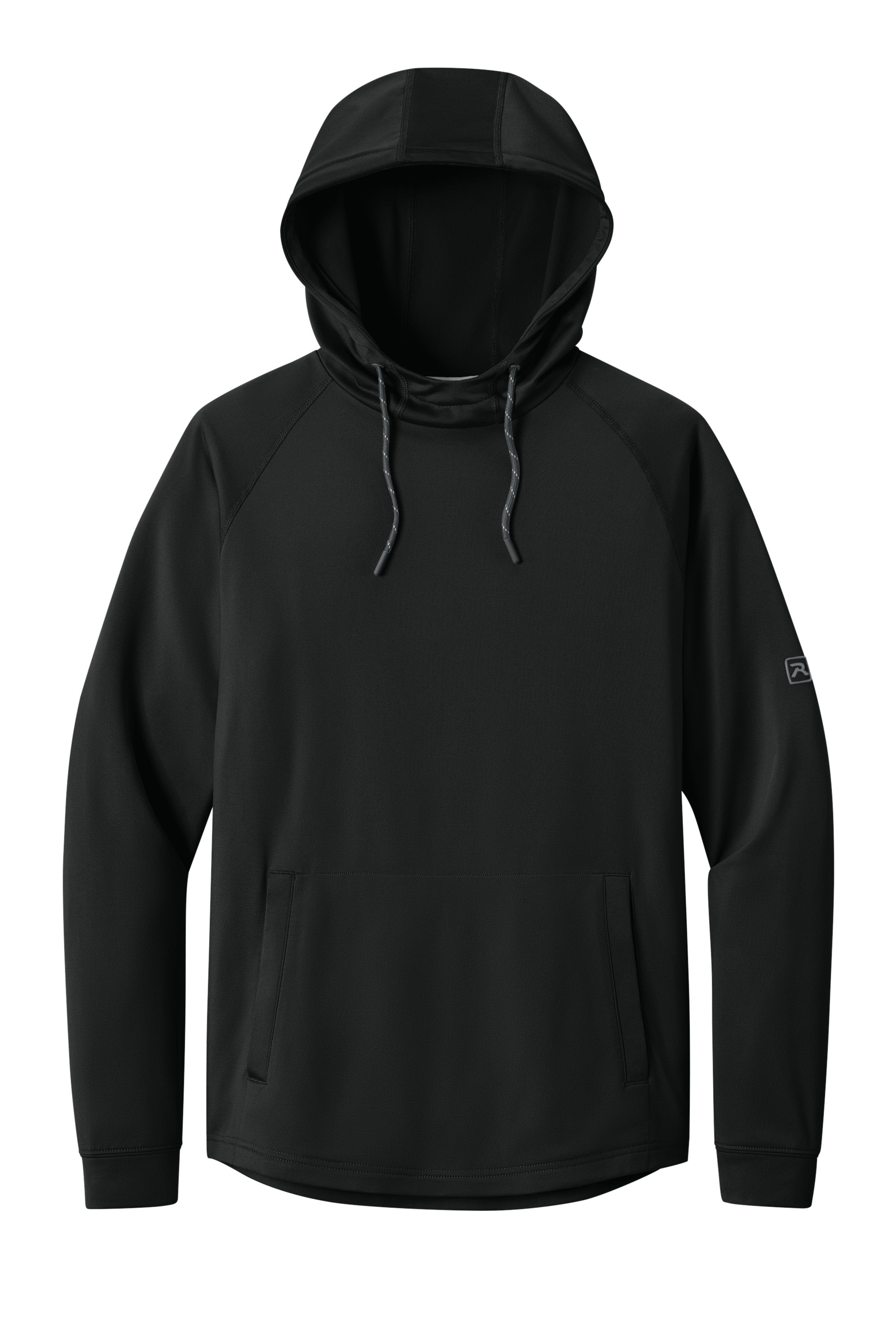 Richardson RA7200LSH Mens Charge Performance Fleece Hooded Sweatshirt Hoodie w/ Pouch Pocket Black Flat Front