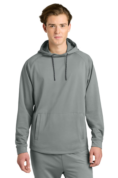 Richardson RA7200LSH Mens Charge Performance Fleece Hooded Sweatshirt Hoodie w/ Pouch Pocket Grey Model Front