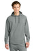 Richardson RA7200SSH Mens Charge Performance Fleece Short Sleeve Hooded Sweatshirt Hoodie w/ Pouch Pocket Grey Model Front