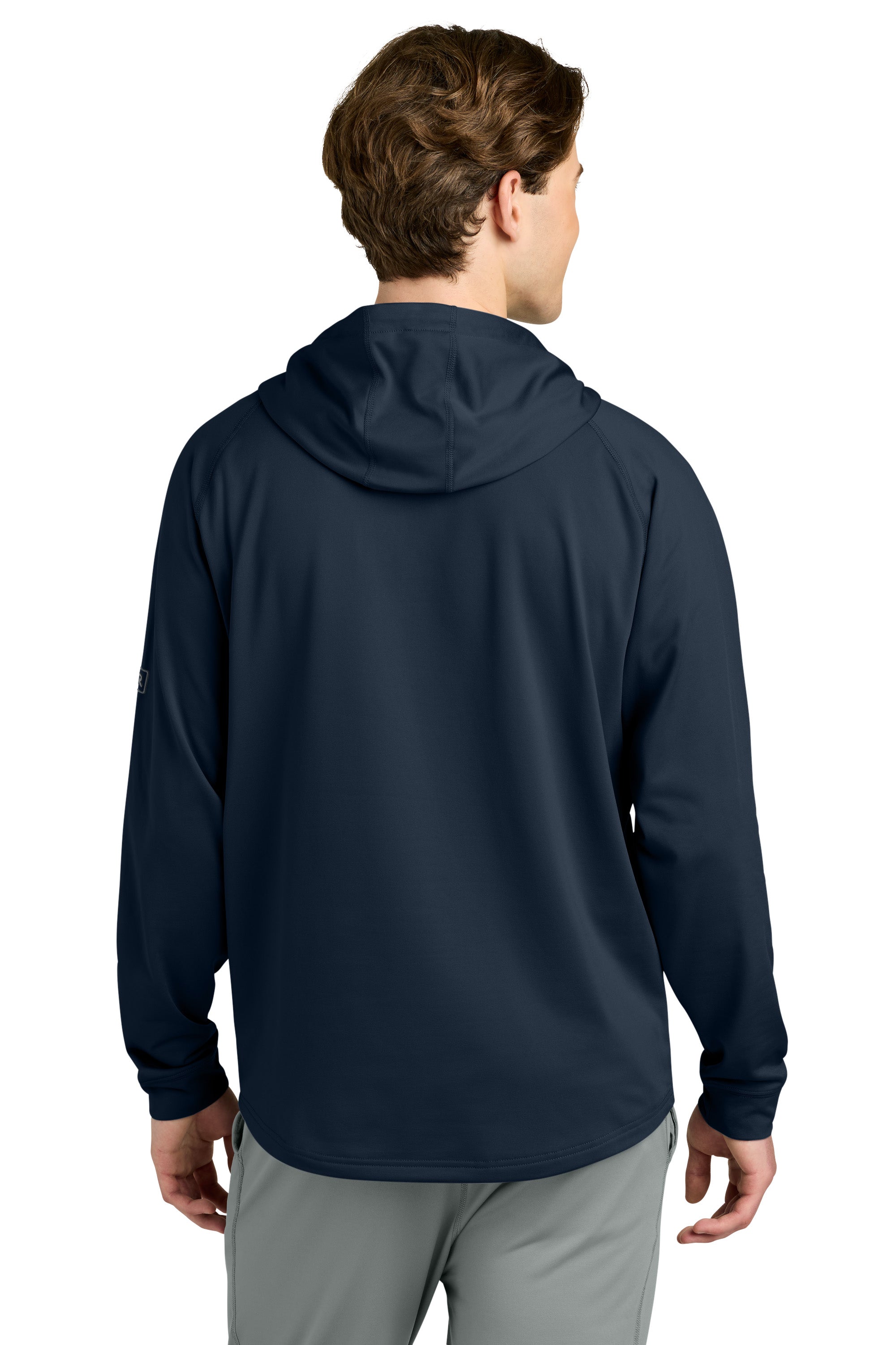 Richardson RA7200LSH Mens Charge Performance Fleece Hooded Sweatshirt Hoodie w/ Pouch Pocket Navy Blue Model Back