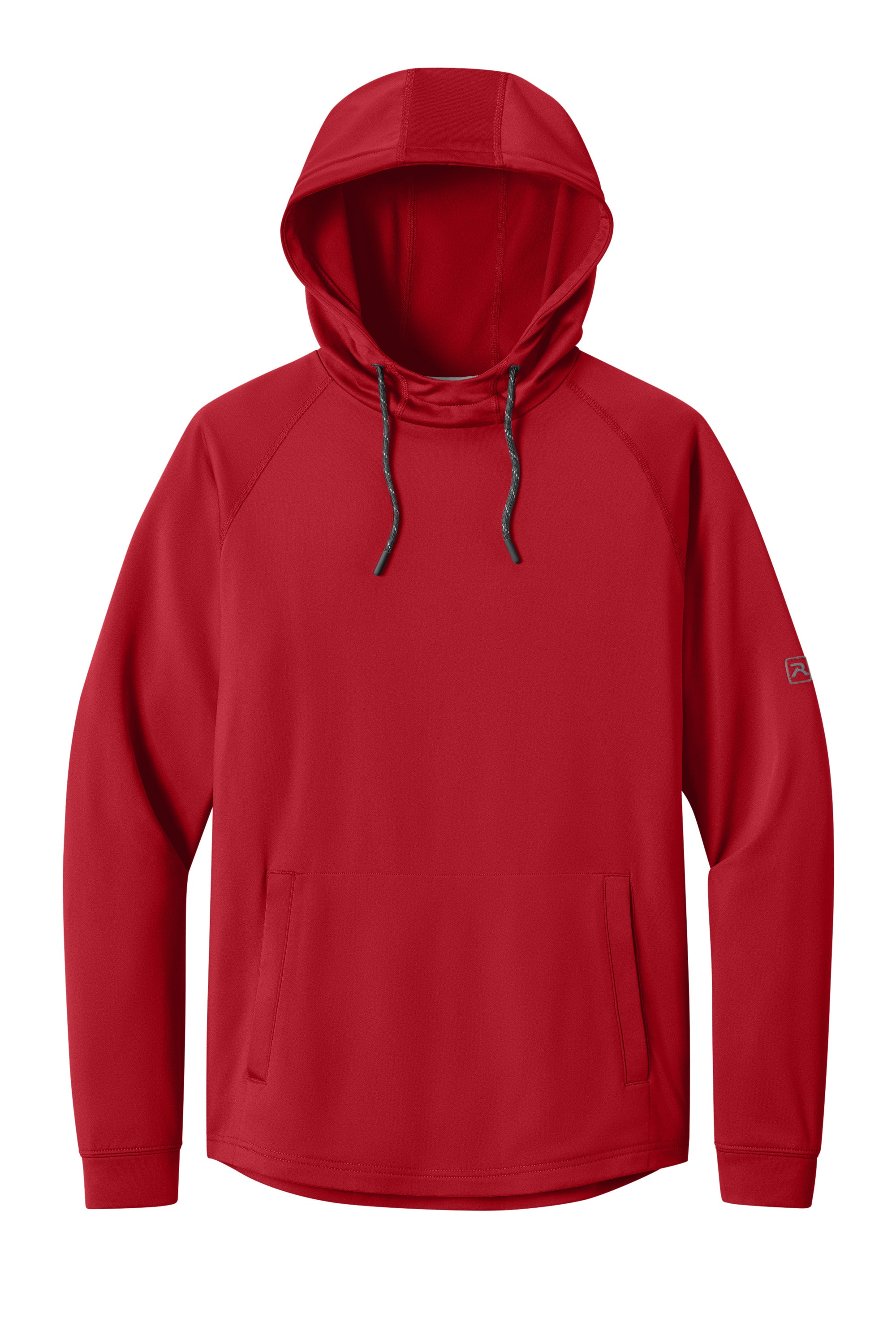 Richardson RA7200SSH Mens Charge Performance Fleece Short Sleeve Hooded Sweatshirt Hoodie w/ Pouch Pocket Red Flat Front