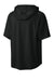 Richardson RA7200SSH Mens Charge Performance Fleece Short Sleeve Hooded Sweatshirt Hoodie w/ Pouch Pocket Black Forn Back