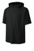 Richardson RA7200SSH Mens Charge Performance Fleece Short Sleeve Hooded Sweatshirt Hoodie w/ Pouch Pocket Black Form Front