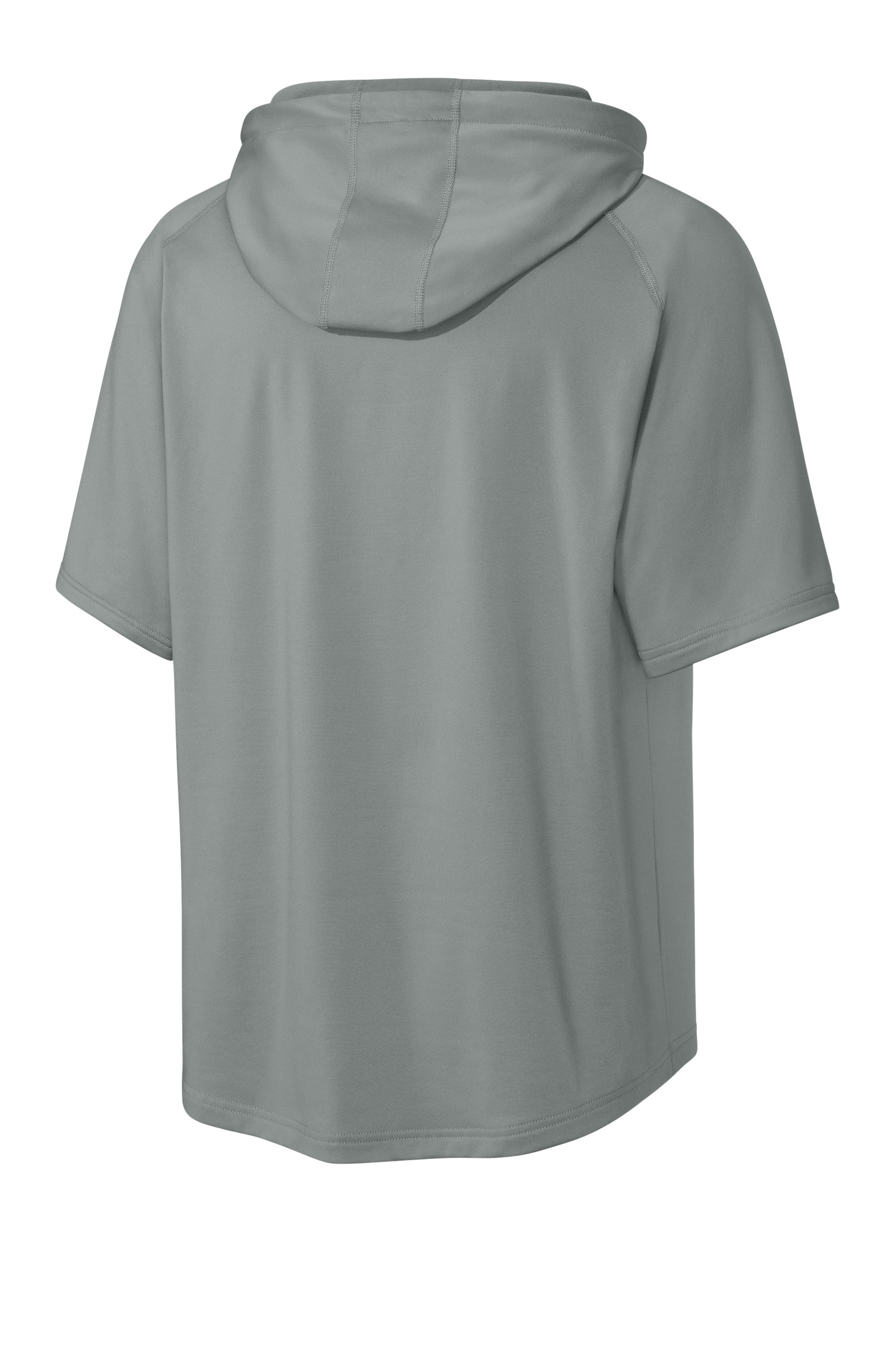 Richardson RA7200SSH Mens Charge Performance Fleece Short Sleeve Hooded Sweatshirt Hoodie w/ Pouch Pocket Grey Forn Back
