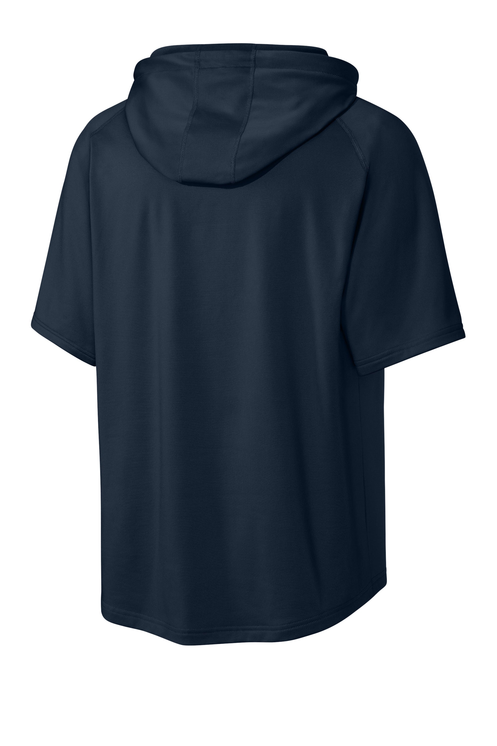 Richardson RA7200SSH Mens Charge Performance Fleece Short Sleeve Hooded Sweatshirt Hoodie w/ Pouch Pocket Navy Blue Forn Back