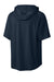 Richardson RA7200SSH Mens Charge Performance Fleece Short Sleeve Hooded Sweatshirt Hoodie w/ Pouch Pocket Navy Blue Forn Back