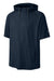 Richardson RA7200SSH Mens Charge Performance Fleece Short Sleeve Hooded Sweatshirt Hoodie w/ Pouch Pocket Navy Blue Form Front