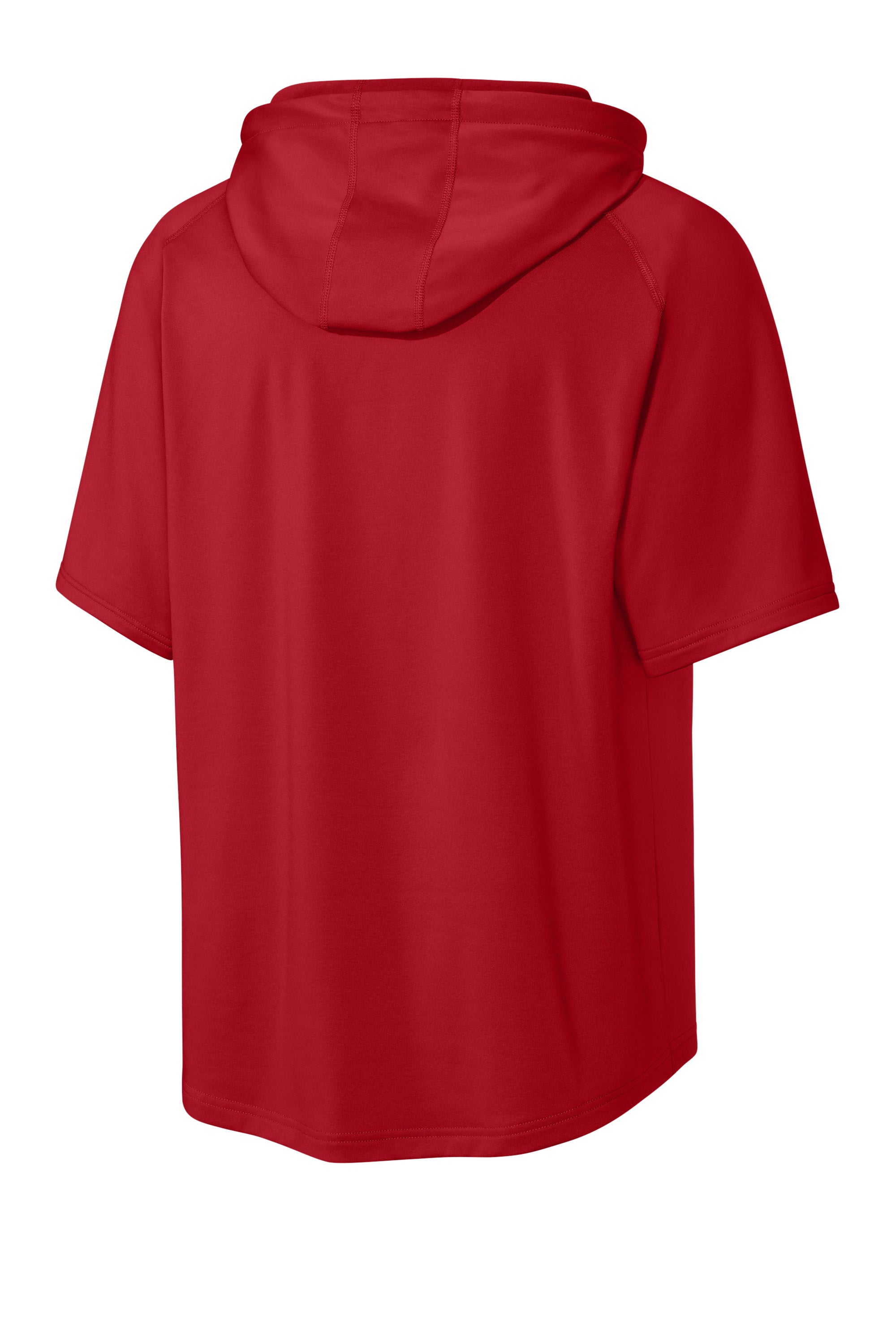 Richardson RA7200SSH Mens Charge Performance Fleece Short Sleeve Hooded Sweatshirt Hoodie w/ Pouch Pocket Red Forn Back