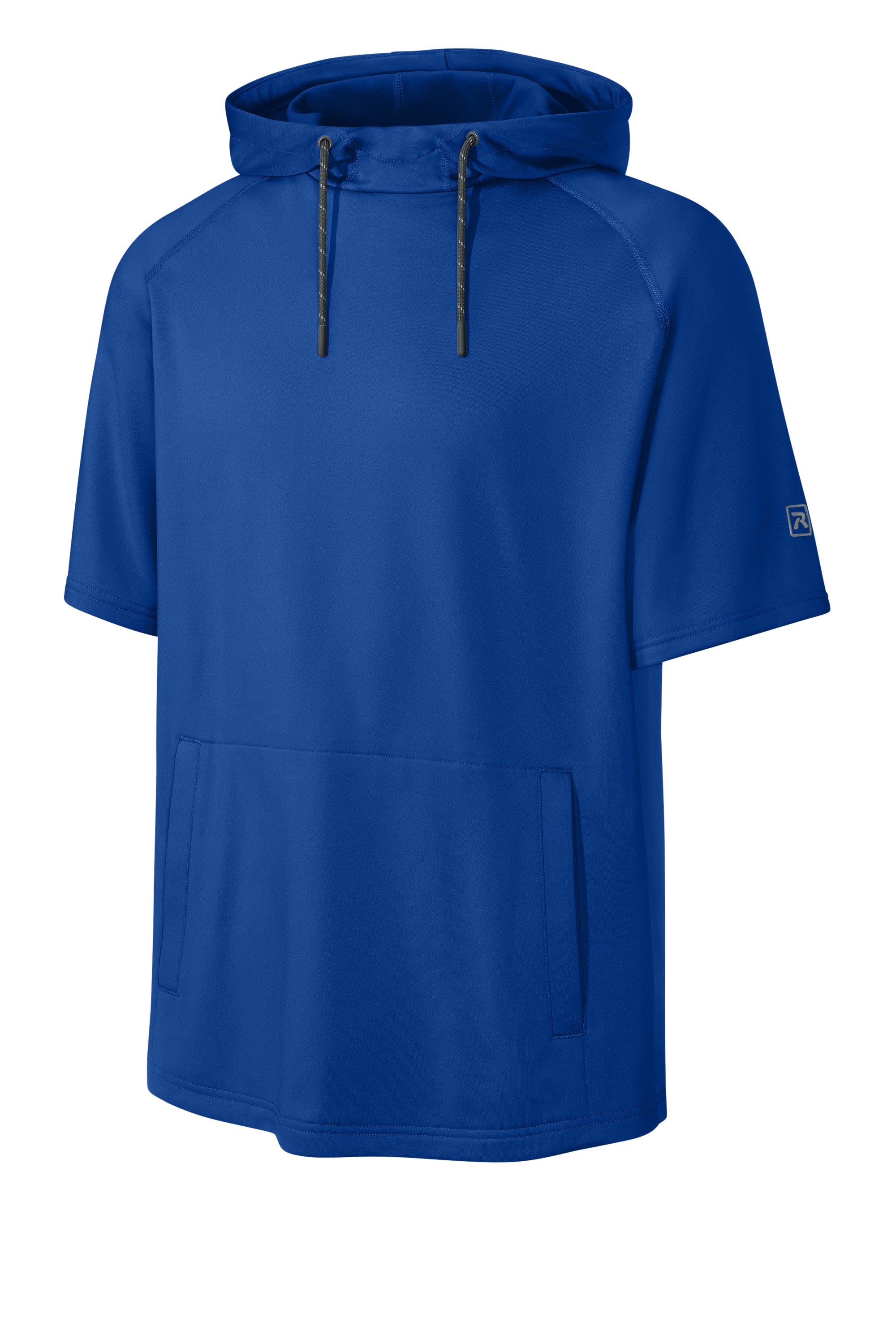 Richardson RA7200SSH Mens Charge Performance Fleece Short Sleeve Hooded Sweatshirt Hoodie w/ Pouch Pocket Royal Blue Form Front