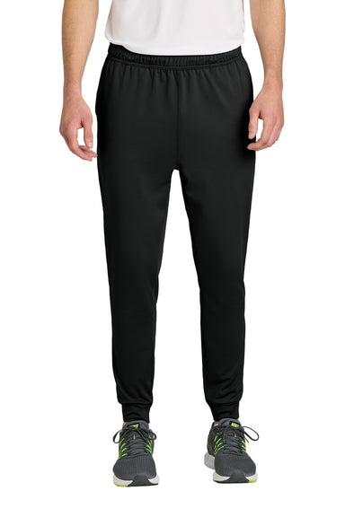 Richardson RA7201B Mens Charge Performance Fleece Jogger Sweatpants w/ Pockets Black Model Front