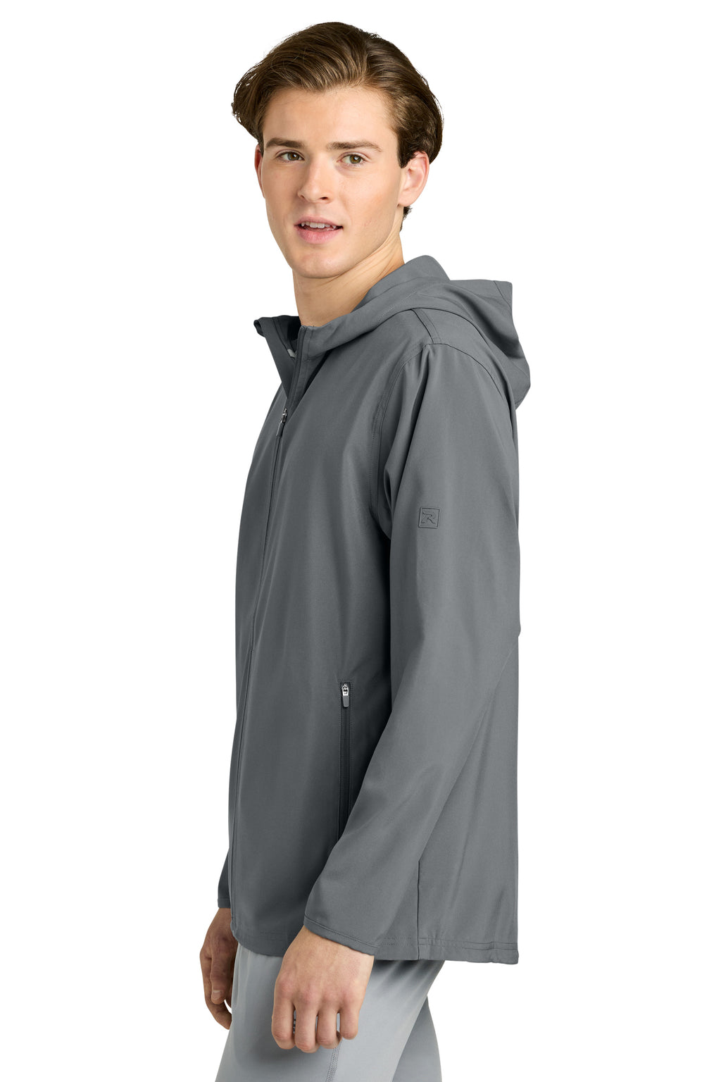 Richardson RA7400FZH Mens Barrage Full Zip Hooded Wind Jacket Charcoal Grey Model Side