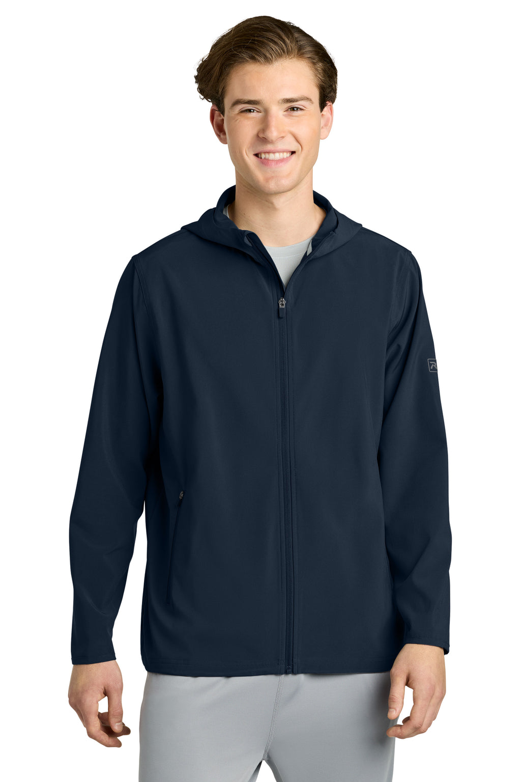 Richardson RA7400FZH Mens Barrage Full Zip Hooded Wind Jacket Navy Blue Model Front
