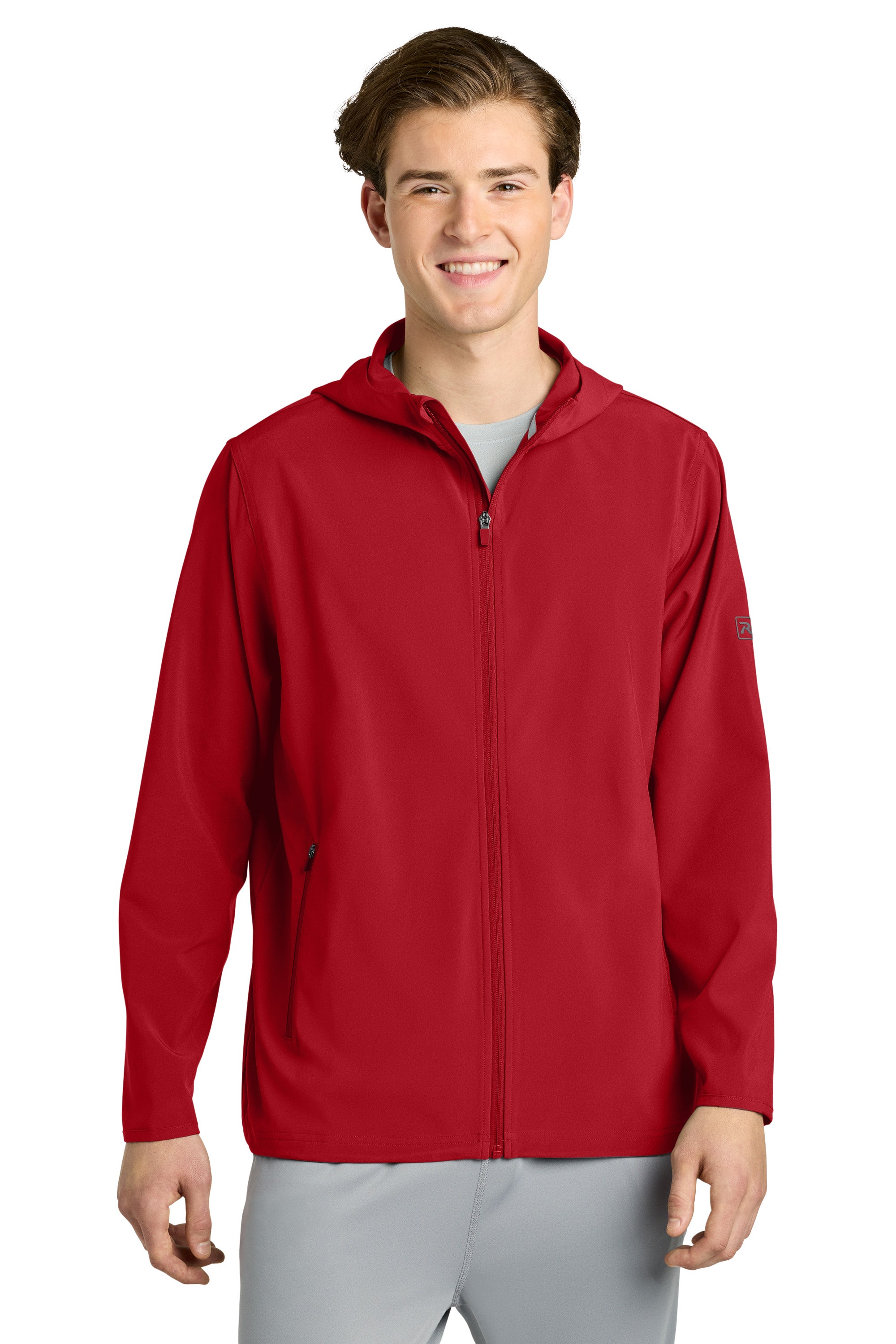 Richardson RA7400FZH Mens Barrage Full Zip Hooded Wind Jacket Red Model Front