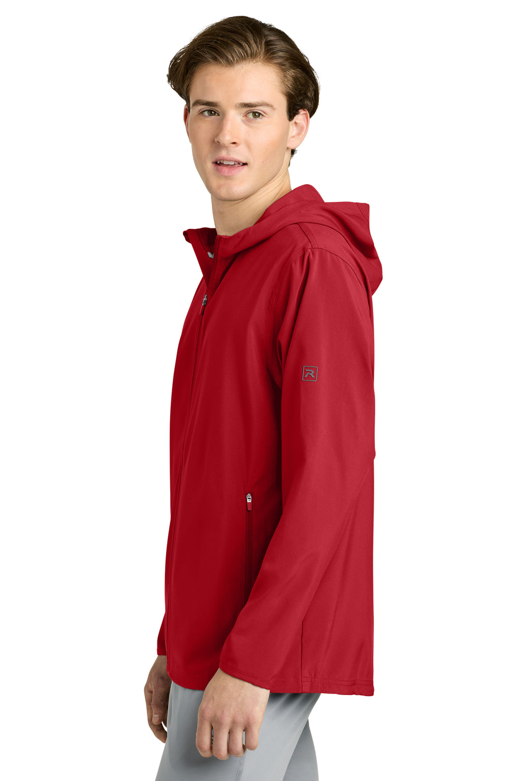 Richardson RA7400FZH Mens Barrage Full Zip Hooded Wind Jacket Red Model Side