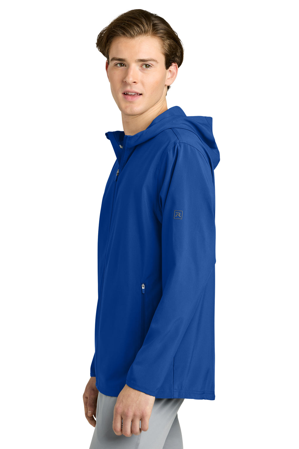 Richardson RA7400FZH Mens Barrage Full Zip Hooded Wind Jacket Royal Blue Model Side
