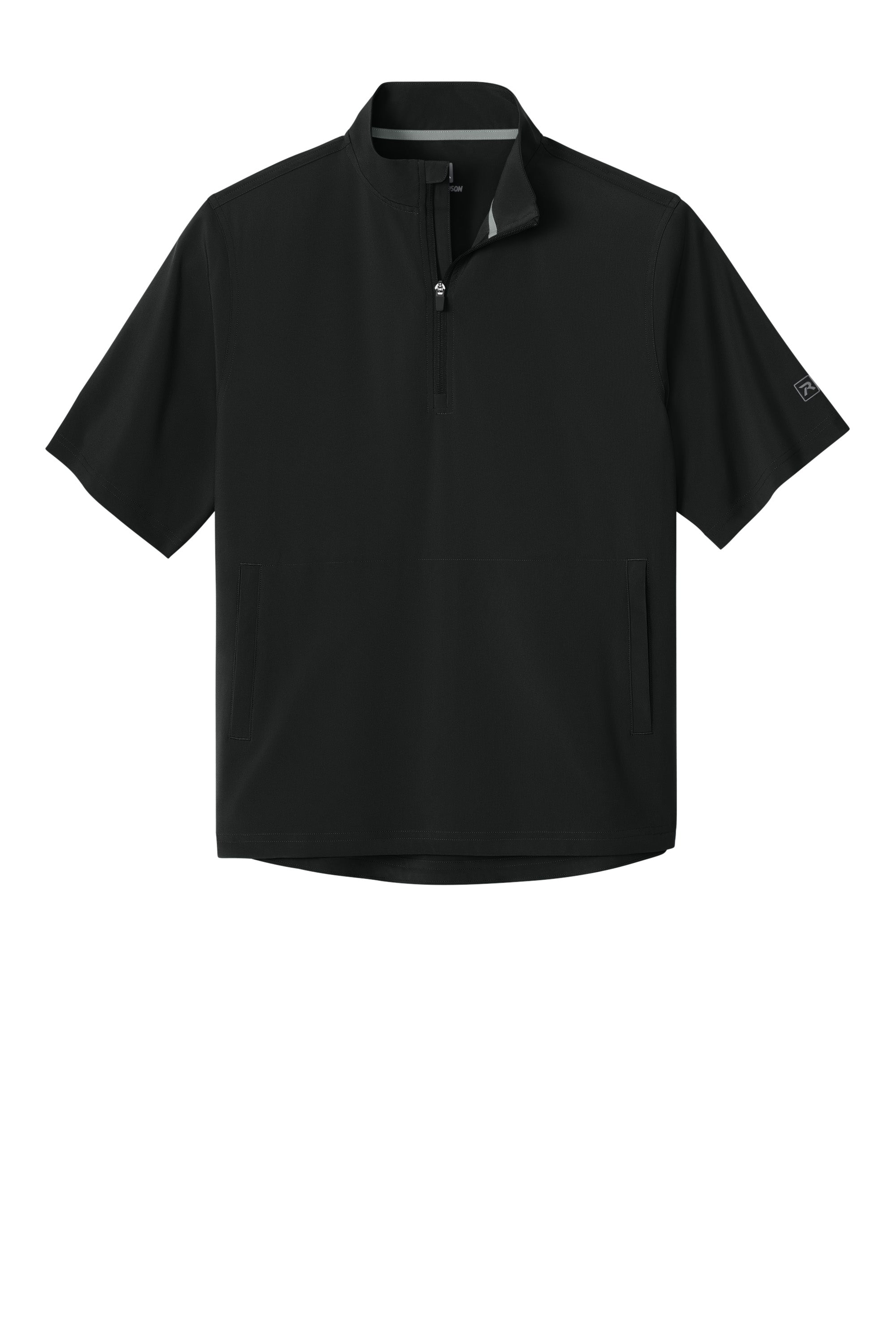 Richardson RA7400SSQ Mens Barrage Short Sleeve 1/4 Zip Wind Jacket Black Flat Front