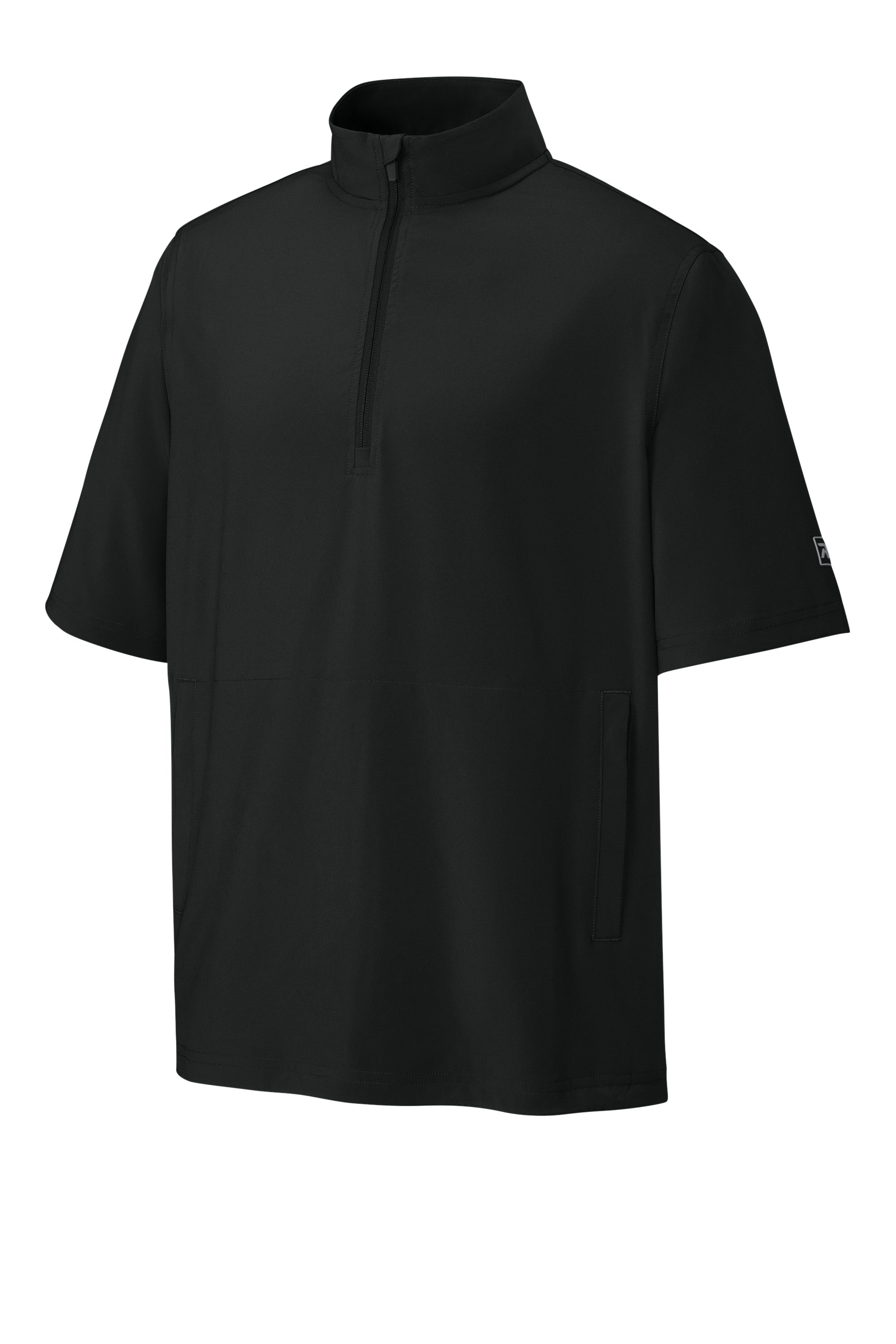 Richardson RA7400SSQ Mens Barrage Short Sleeve 1/4 Zip Wind Jacket Black Form Front