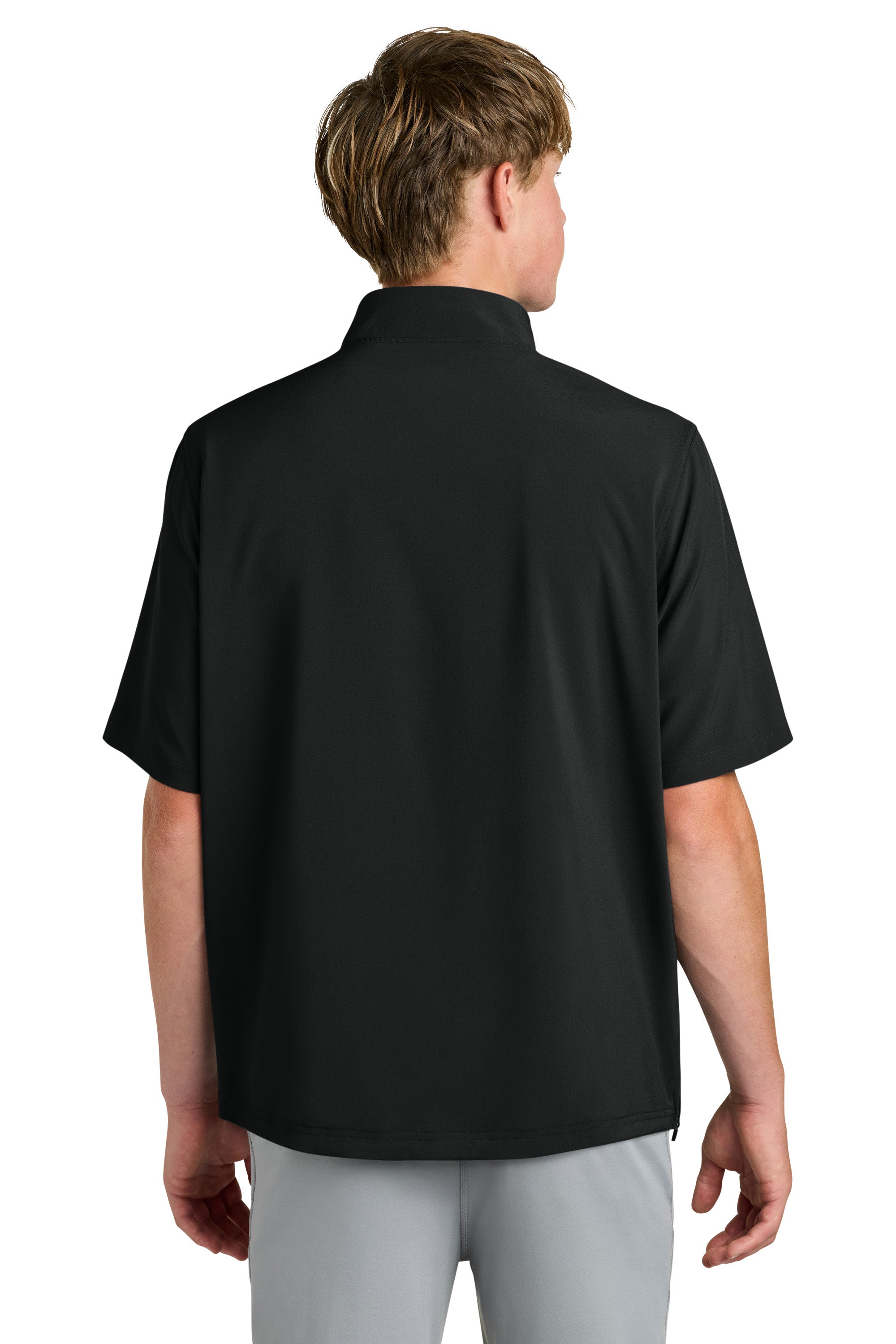 Richardson RA7400SSQ Mens Barrage Short Sleeve 1/4 Zip Wind Jacket Black Model Back