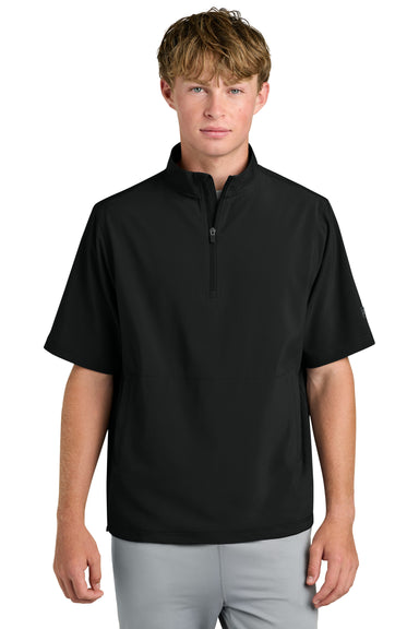Richardson RA7400SSQ Mens Barrage Short Sleeve 1/4 Zip Wind Jacket Black Model Front