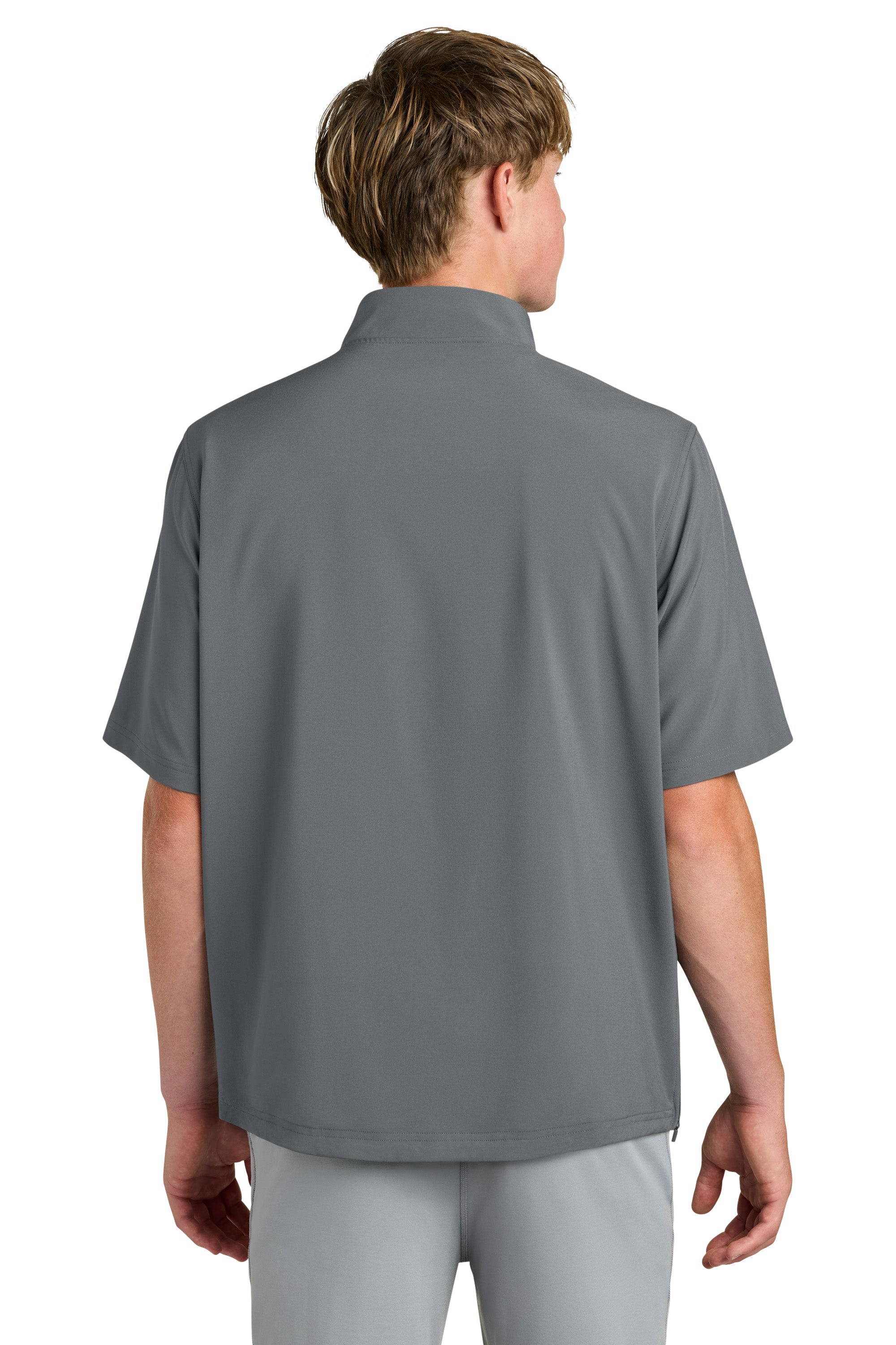 Richardson RA7400SSQ Mens Barrage Short Sleeve 1/4 Zip Wind Jacket Charcoal Grey Model Back