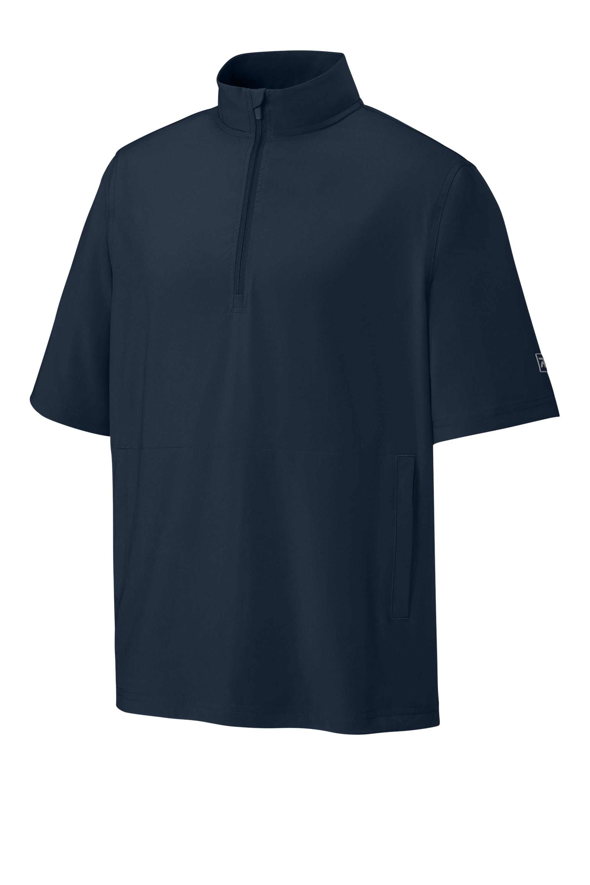Richardson RA7400SSQ Mens Barrage Short Sleeve 1/4 Zip Wind Jacket Navy Blue Form Front