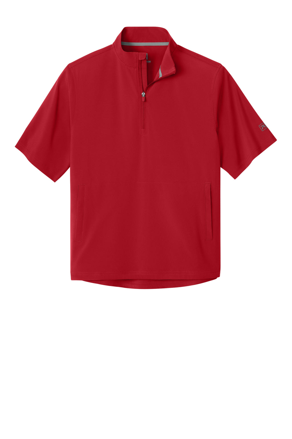Richardson RA7400SSQ Mens Barrage Short Sleeve 1/4 Zip Wind Jacket Red Flat Front