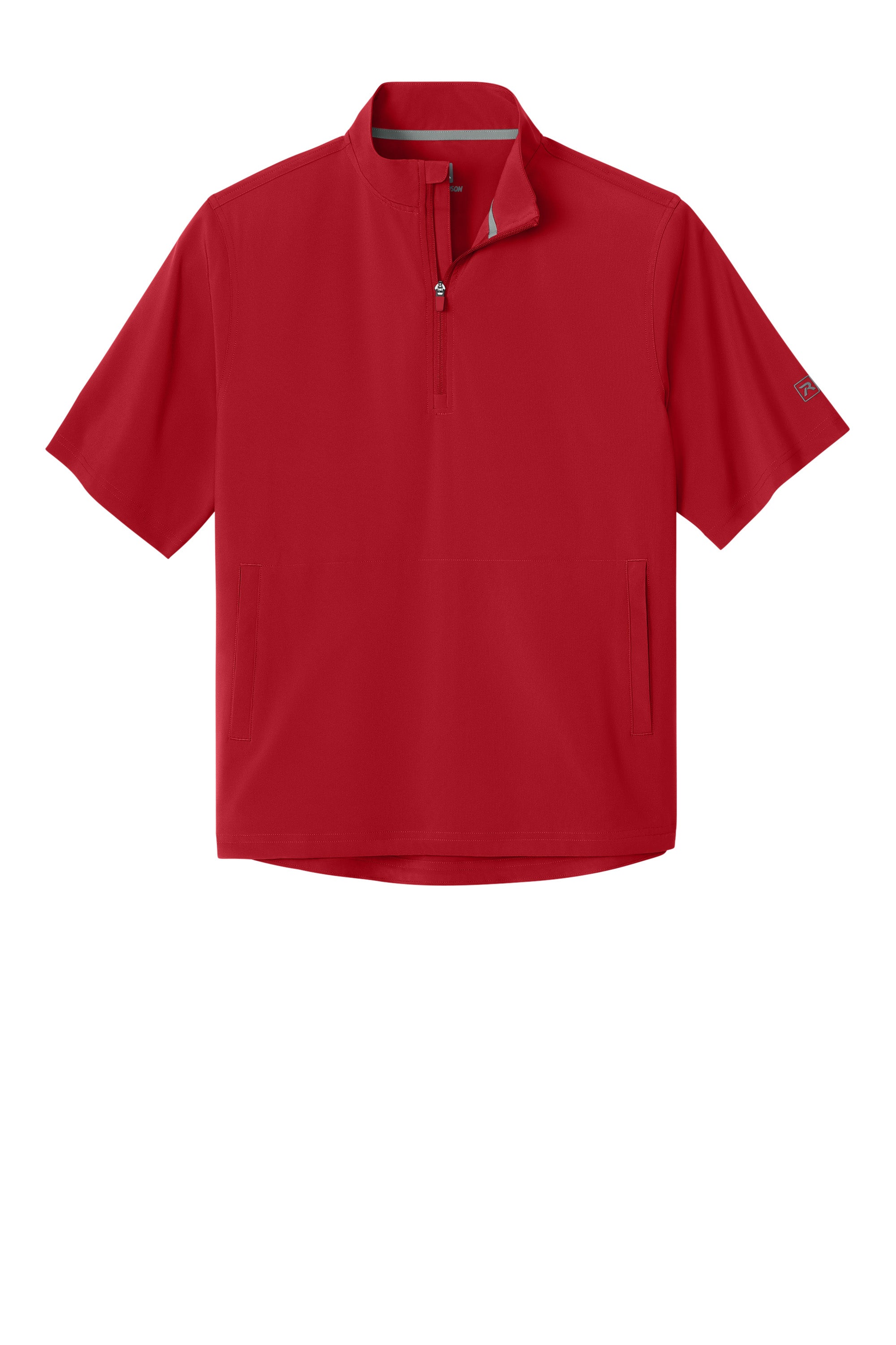 Richardson RA7400SSQ Mens Barrage Short Sleeve 1/4 Zip Wind Jacket Red Flat Front