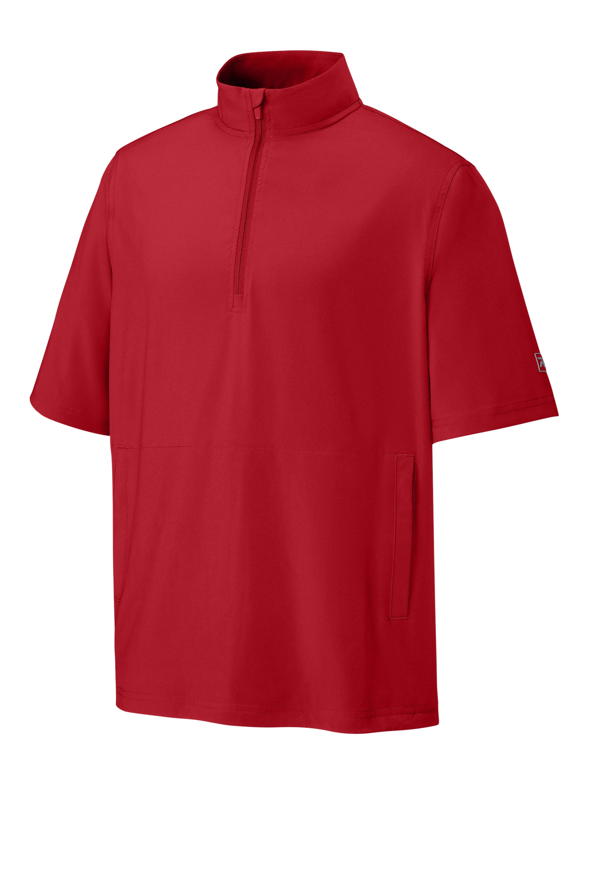 Richardson RA7400SSQ Mens Barrage Short Sleeve 1/4 Zip Wind Jacket Red Form Front