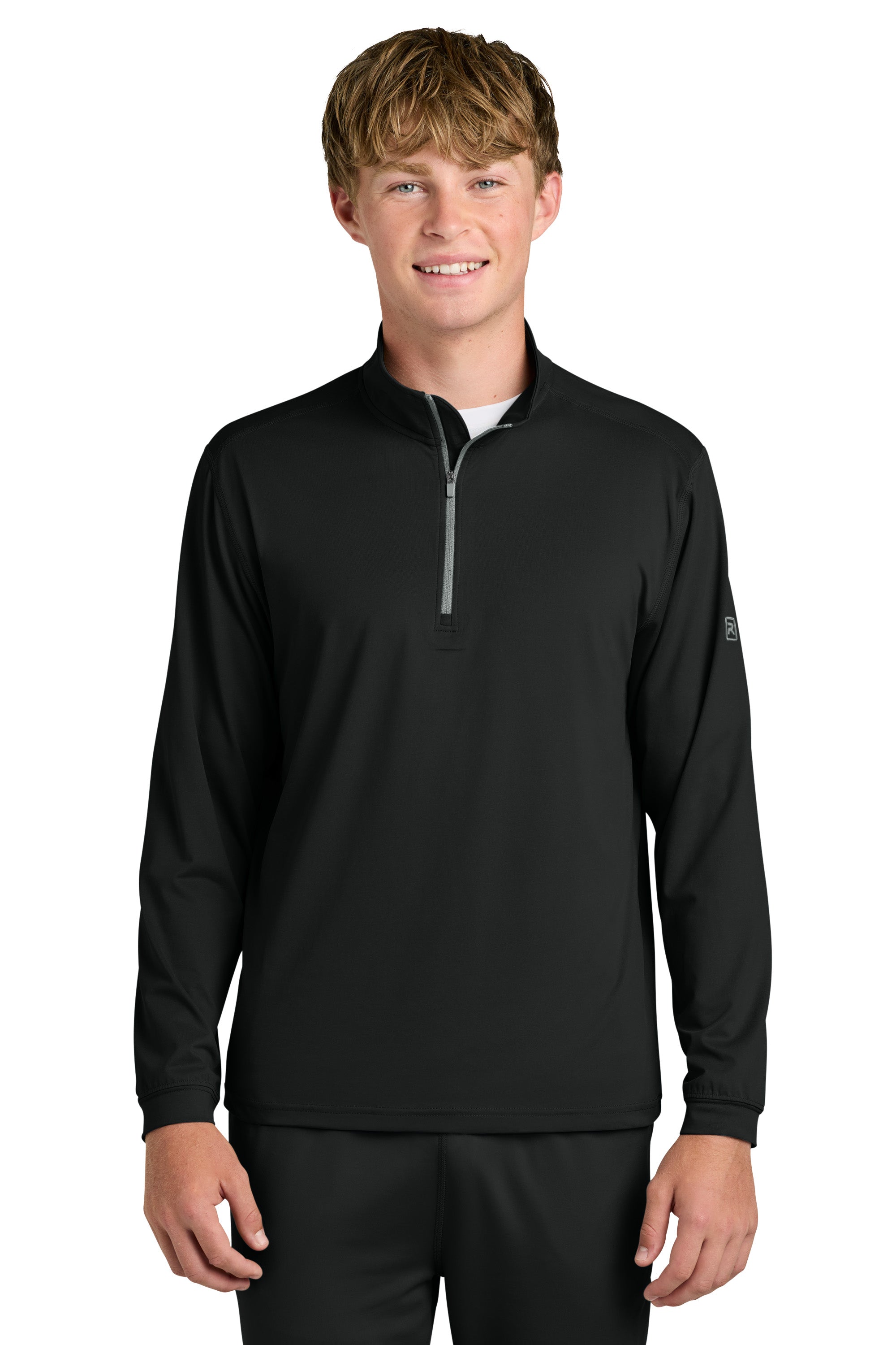 Richardson RA7500Q Mens Vertex 1/4 Zip Sweatshirt Black Model Front