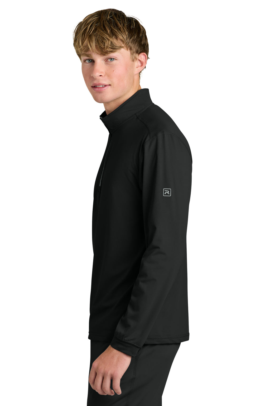 Richardson RA7500Q Mens Vertex 1/4 Zip Sweatshirt Black Model Side