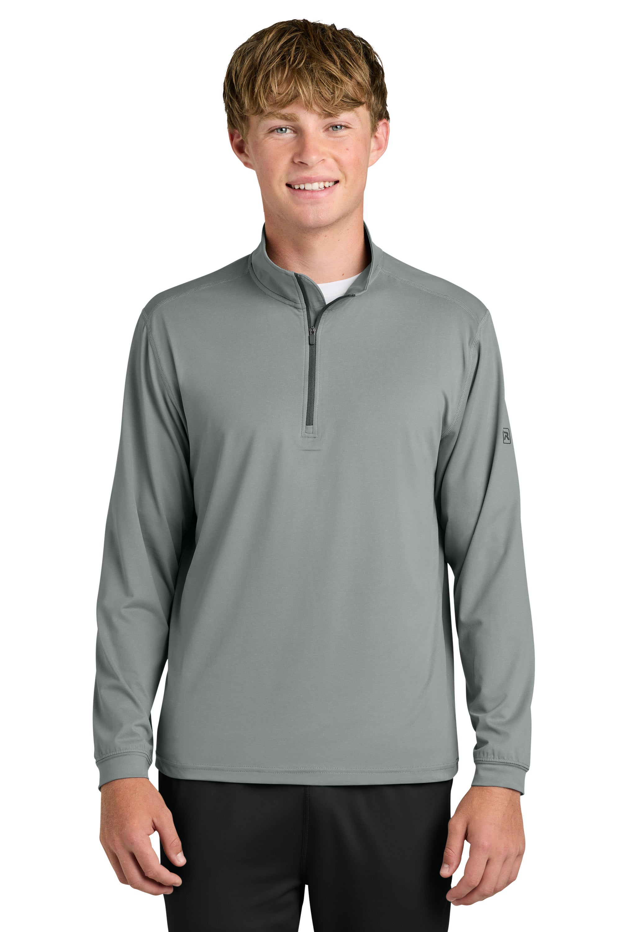 Richardson RA7500Q Mens Vertex 1/4 Zip Sweatshirt Grey Model Front