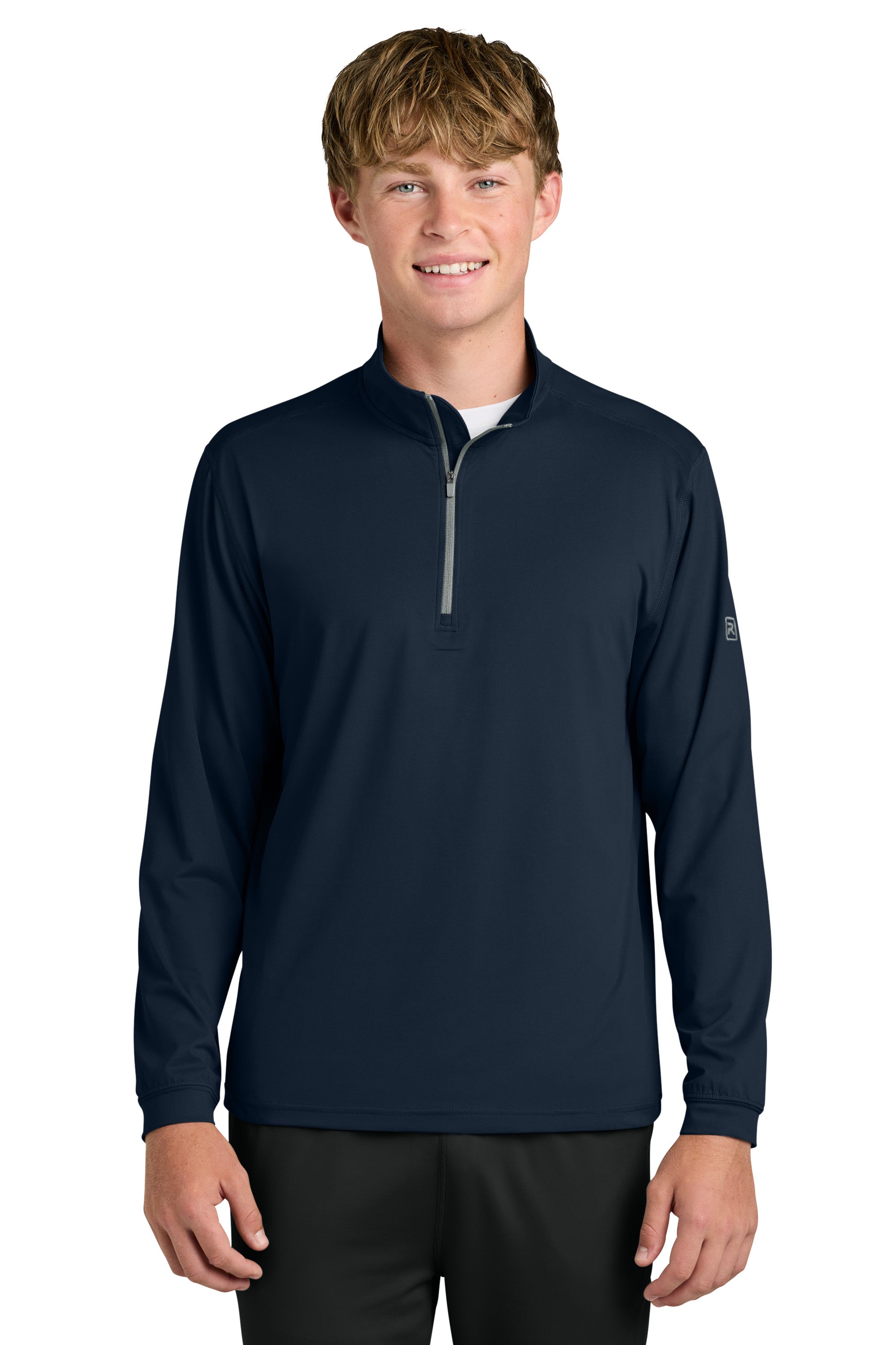 Richardson RA7500Q Mens Vertex 1/4 Zip Sweatshirt Navy Blue Model Front